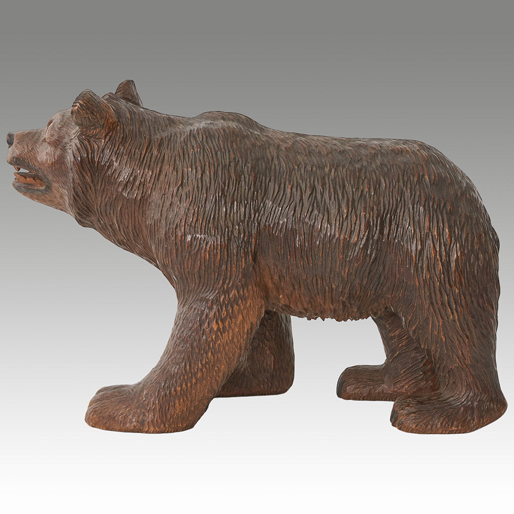 Orignal and Rare Carved Linden Wood Black Forest Bear Cub 32cm in Length - Jeroen Markies Art Deco