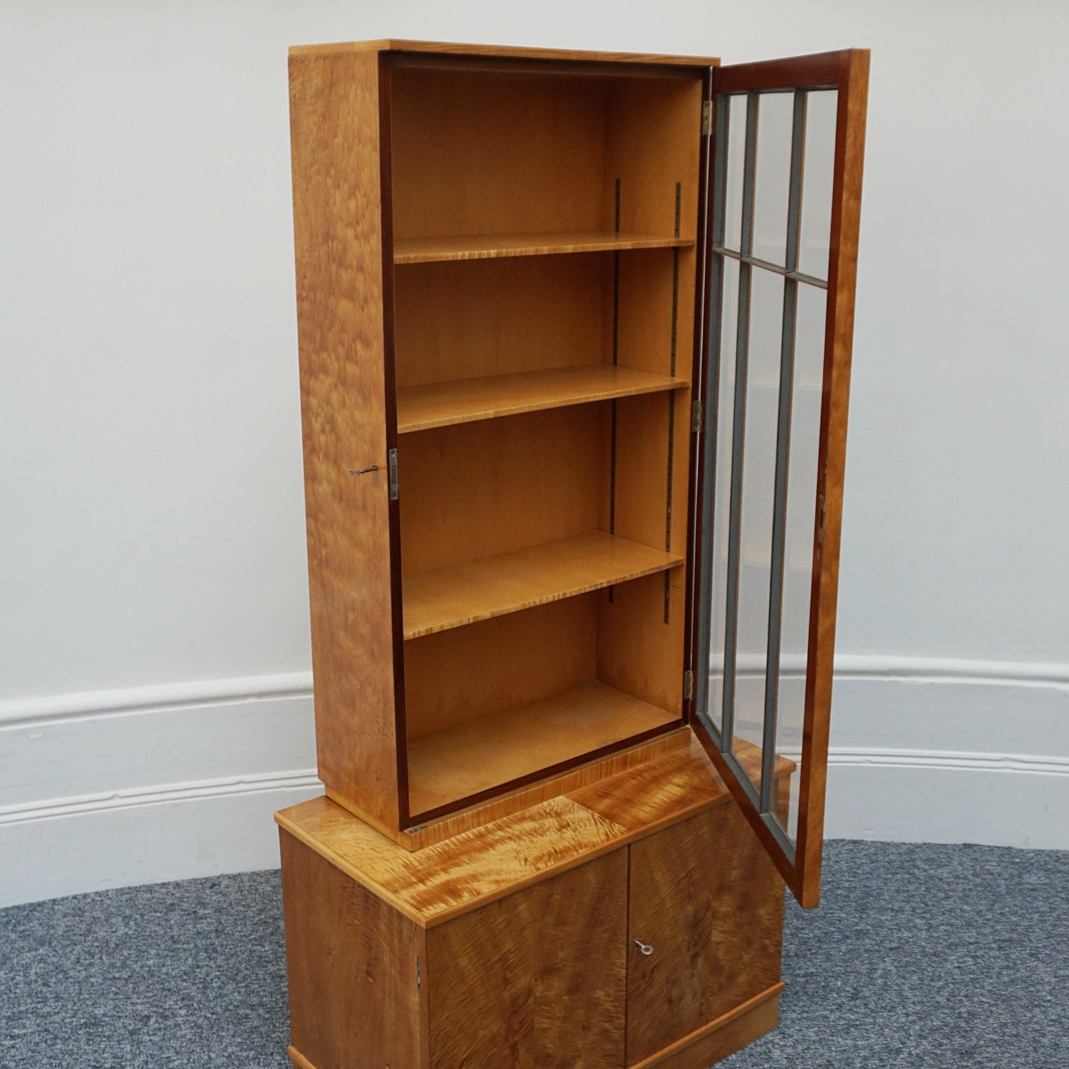 Vintage Art Deco Bookcase with Satin Birch Veneer - Jeroen Markies Art Deco
