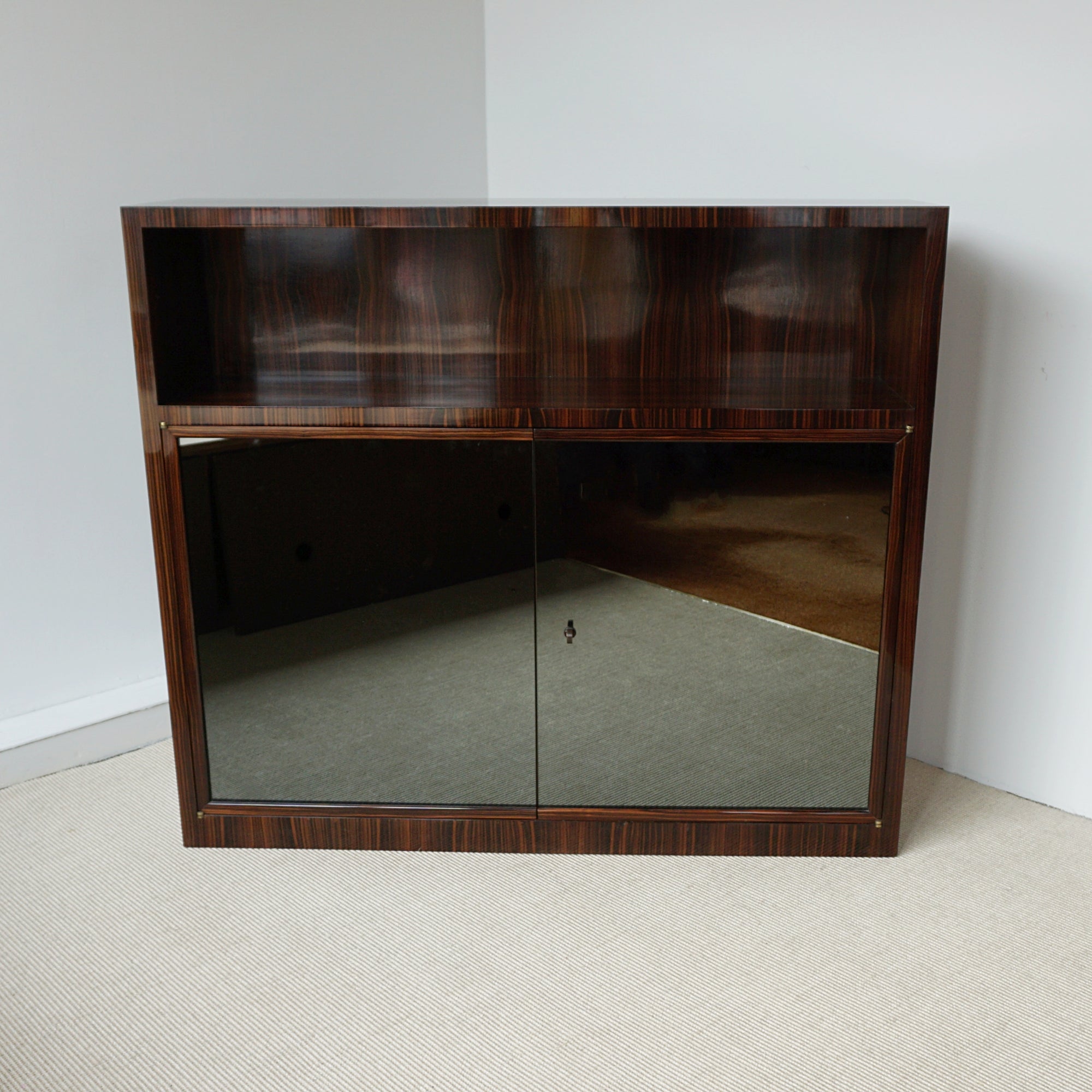 Exceptional Macassar Ebony and Frosted Mirrored bookcase cabinet -Jeroen Markies Art Deco