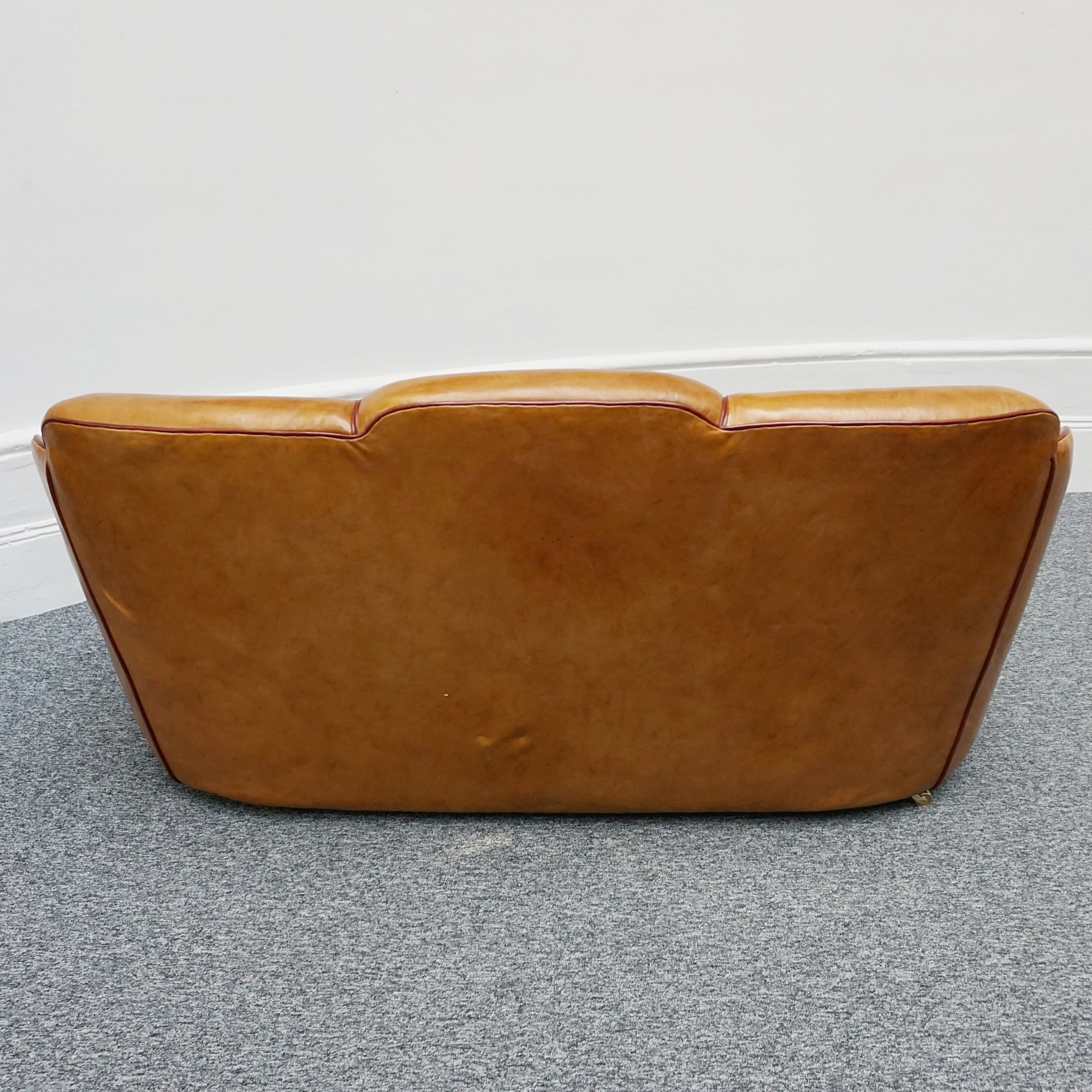 Vintage Art Deco Brown Leather and Walnut Trim Sofa - Jeroen Markies Art Deco