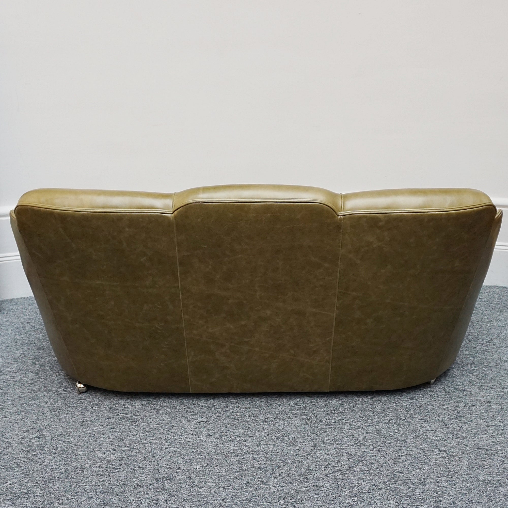 Original Art Deco Sofa with Olive Green Leather and Walnut Banding - Jeroen Markies Art Deco