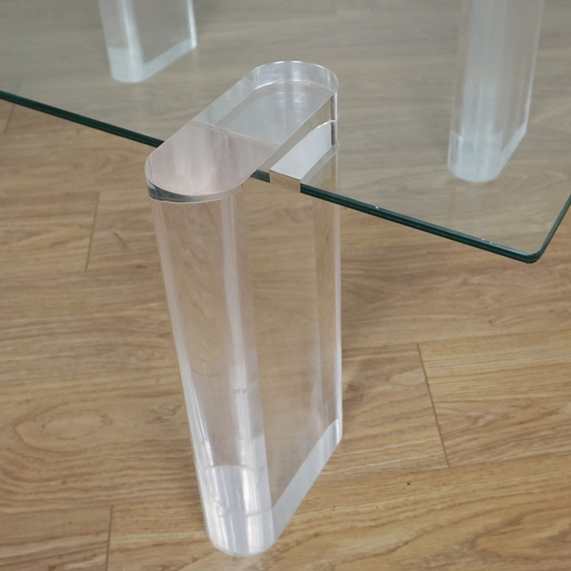 Original Karl Springer Lucite and Glass Coffee Table - Markies Antiques Ltd