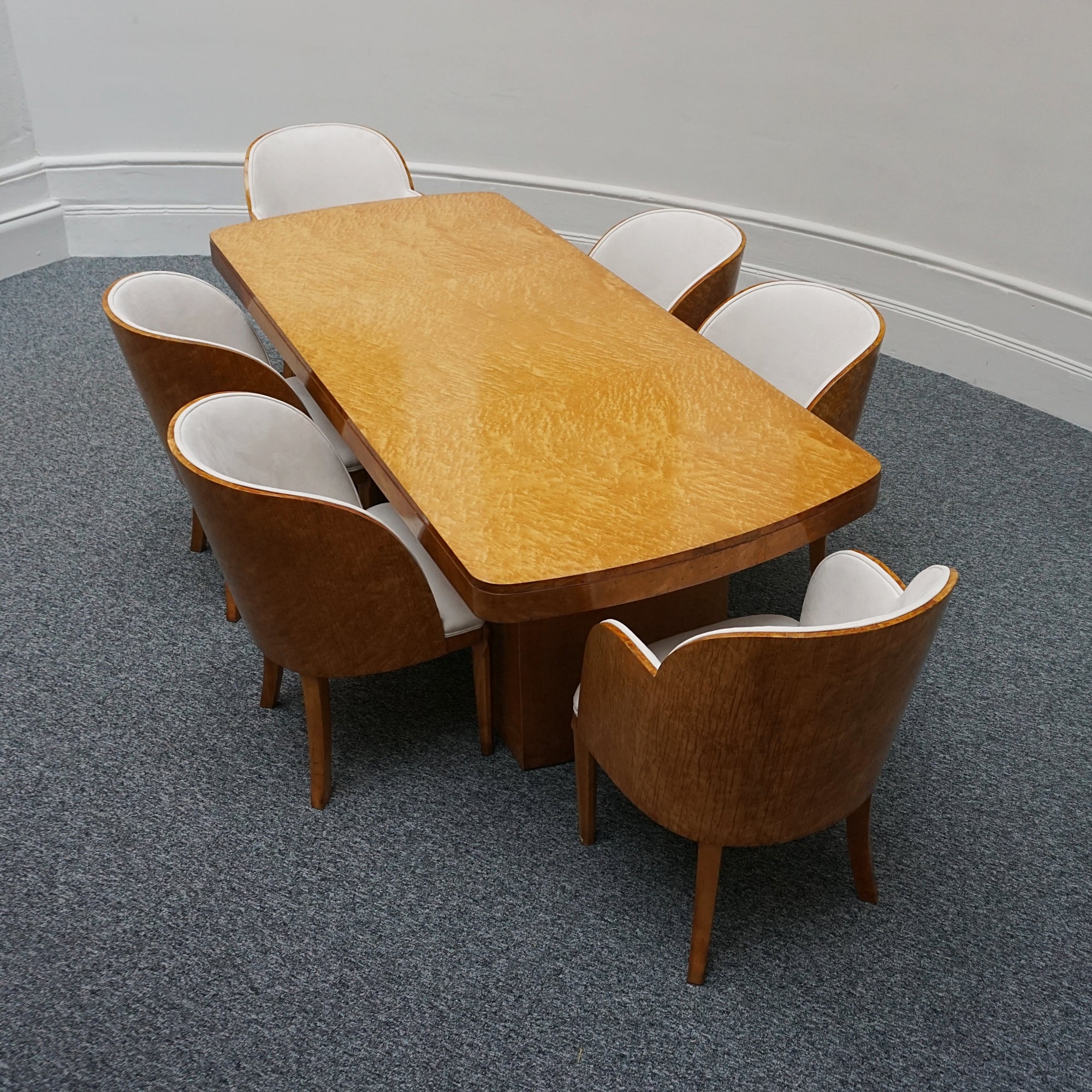 Vintage Birdseye Maple Harry & Lou Epstein Art Deco Six Seater Dining Suite - Jeroen Markies Art Deco