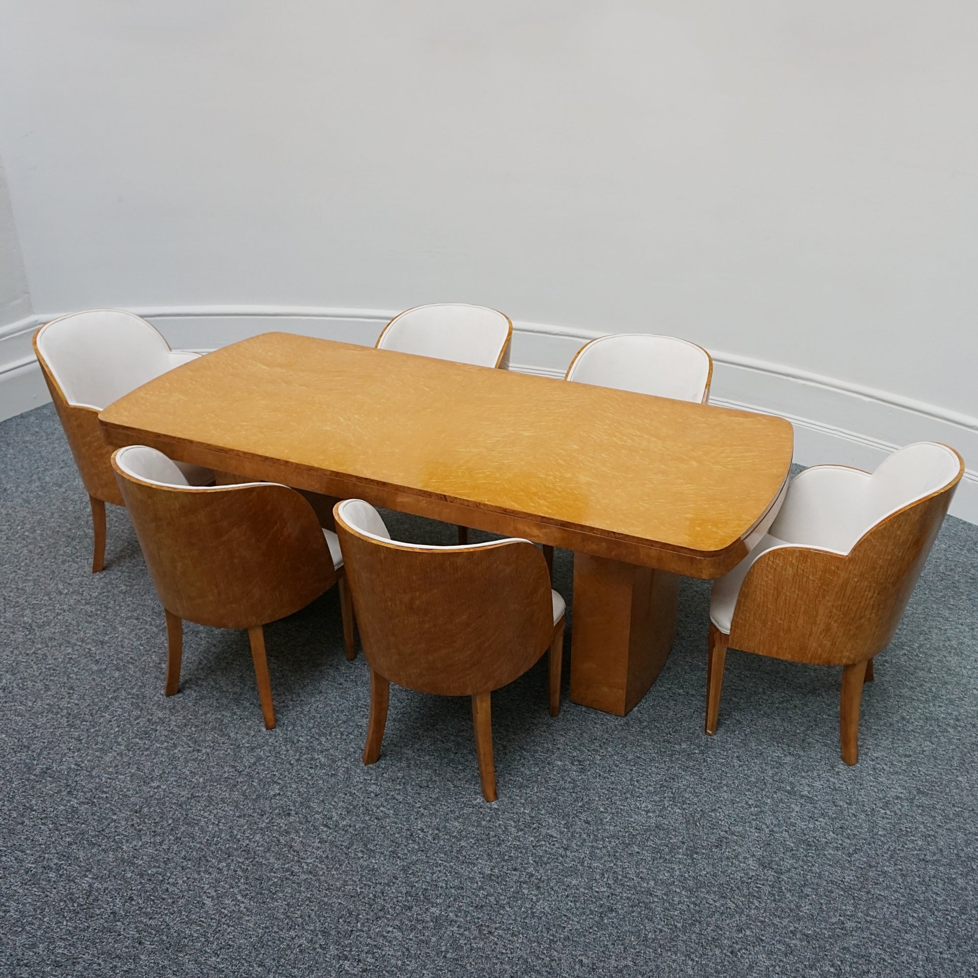 Vintage Birdseye Maple Harry & Lou Epstein Art Deco Six Seater Dining Suite - Jeroen Markies Art Deco