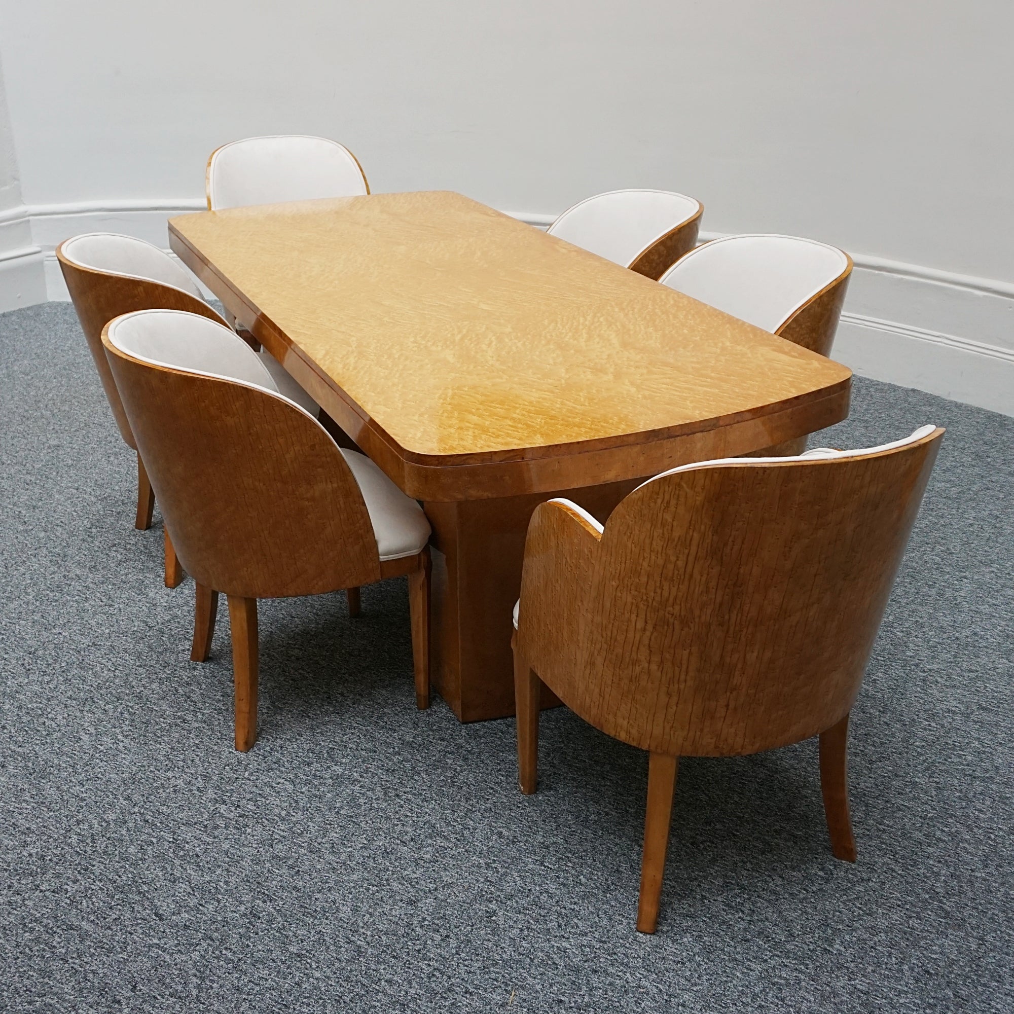 Vintage Birdseye Maple Harry & Lou Epstein Art Deco Six Seater Dining Suite - Jeroen Markies Art Deco