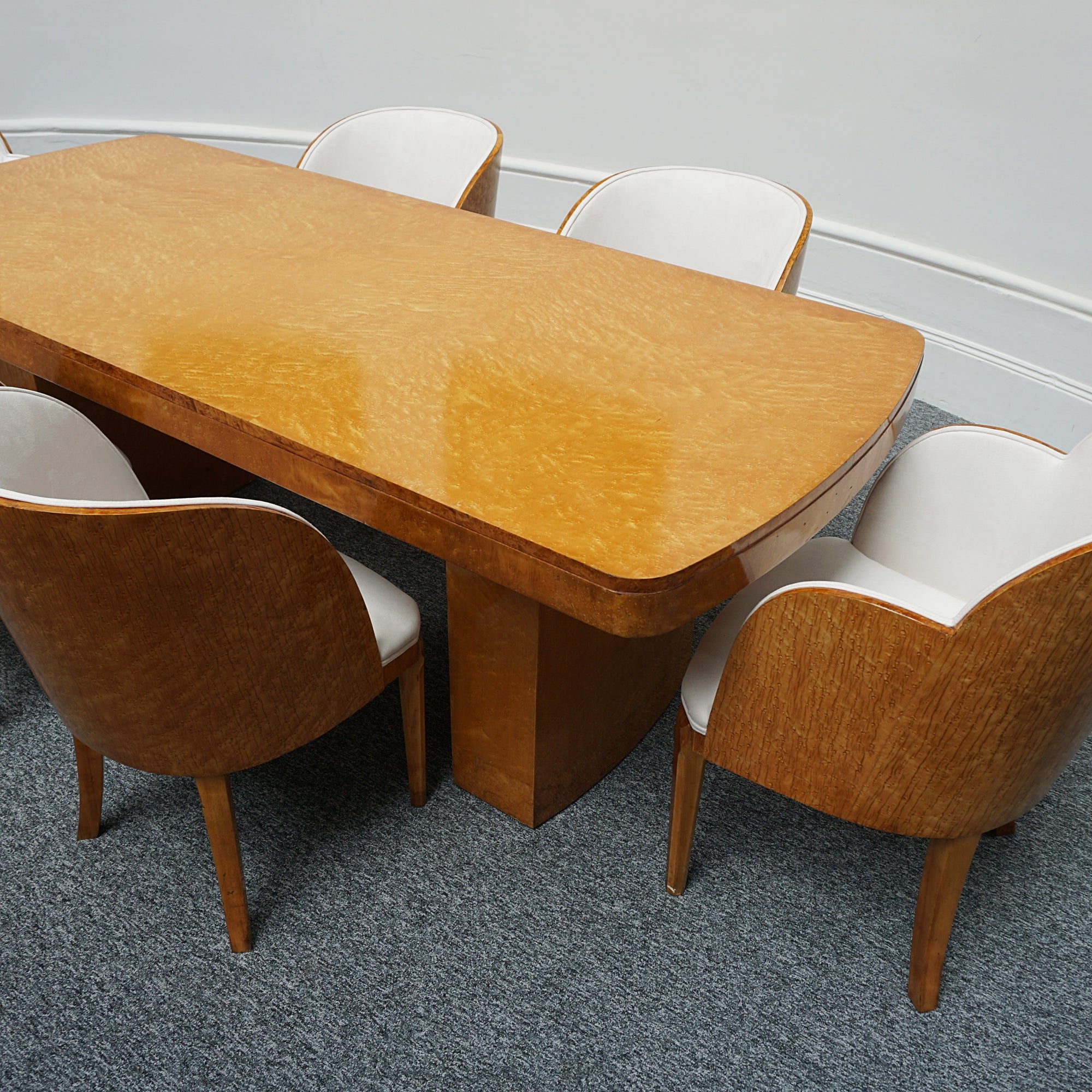 Vintage Birdseye Maple Harry & Lou Epstein Art Deco Six Seater Dining Suite - Jeroen Markies Art Deco