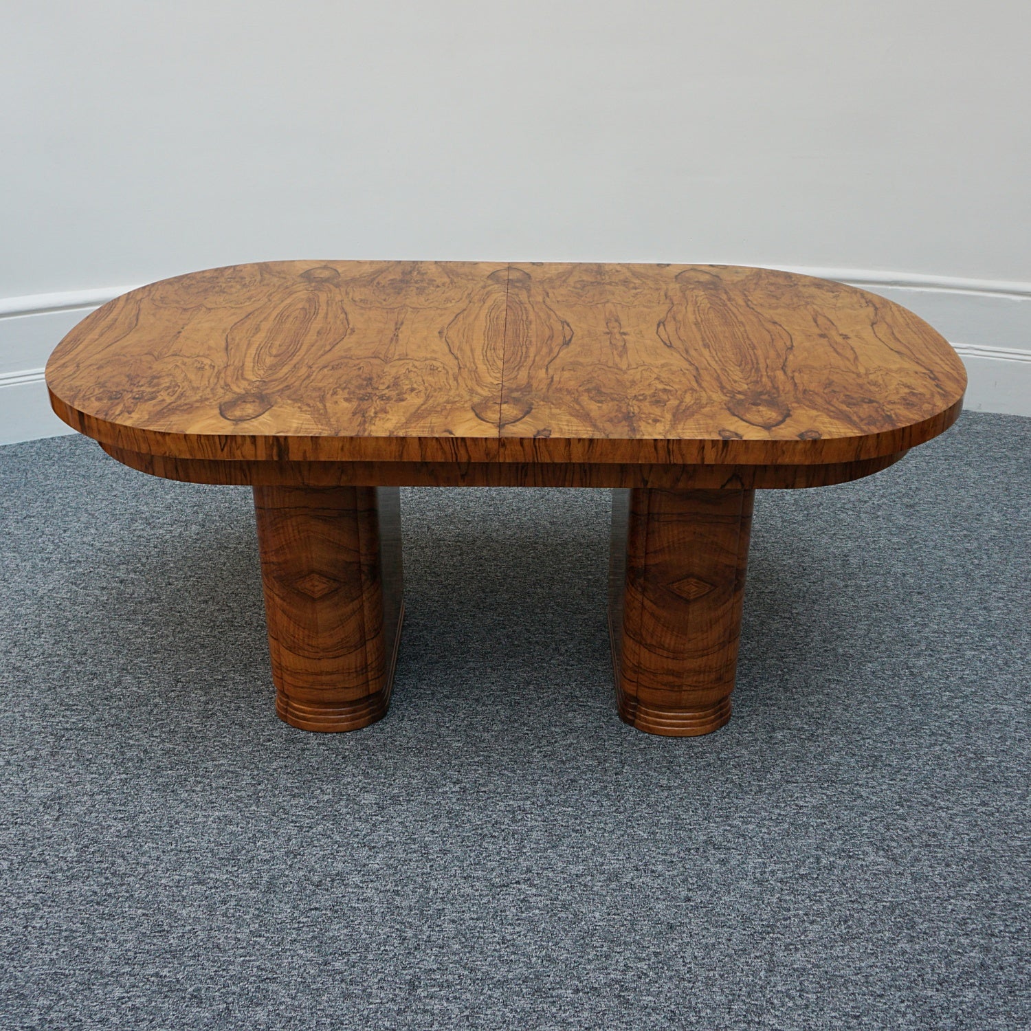 Art Deco Eight Seater Extendable Dining Suite by Heal's of London, Burr Walnut - Jeroen Markies Art Deco