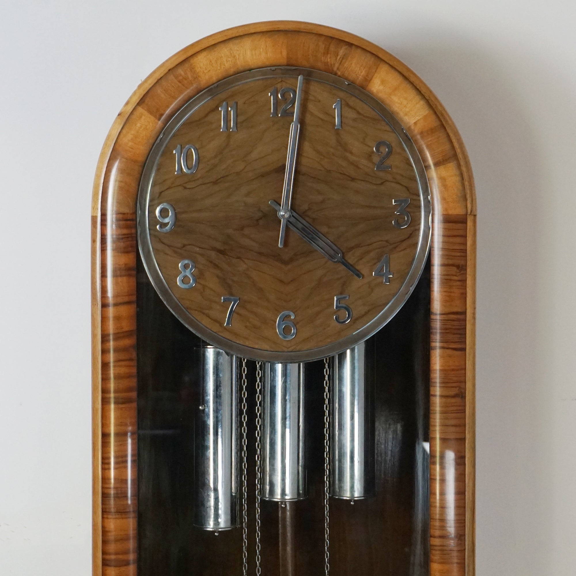 Art Deco Burr Walnut Longcase Clock - Markies Antiques Ltd