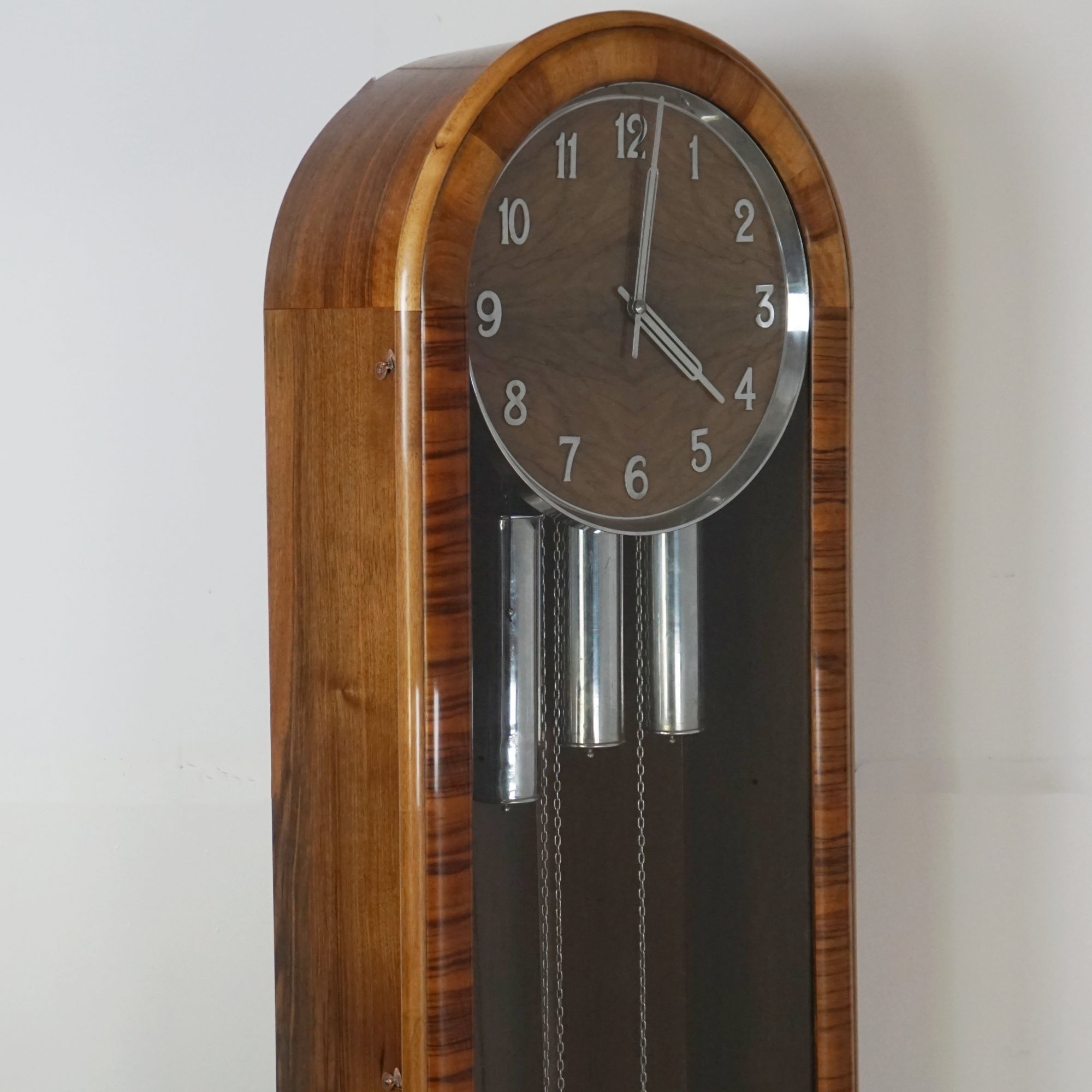 Art Deco Burr Walnut Longcase Clock - Markies Antiques Ltd