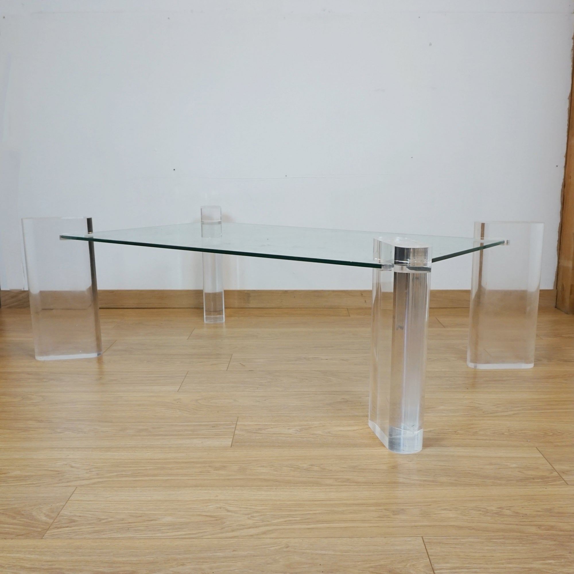 Original Karl Springer Lucite and Glass Coffee Table - Markies Antiques Ltd