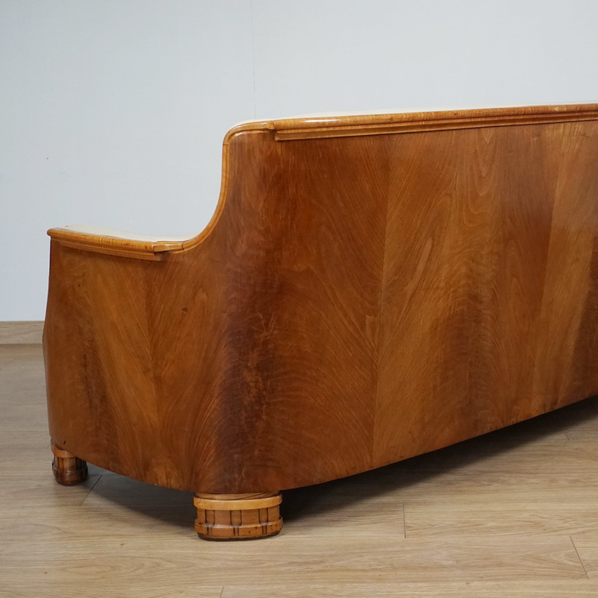 Art Deco Burr Walnut and Leather Sofa by Maurice Adams - Jeroen Markies Art Deco