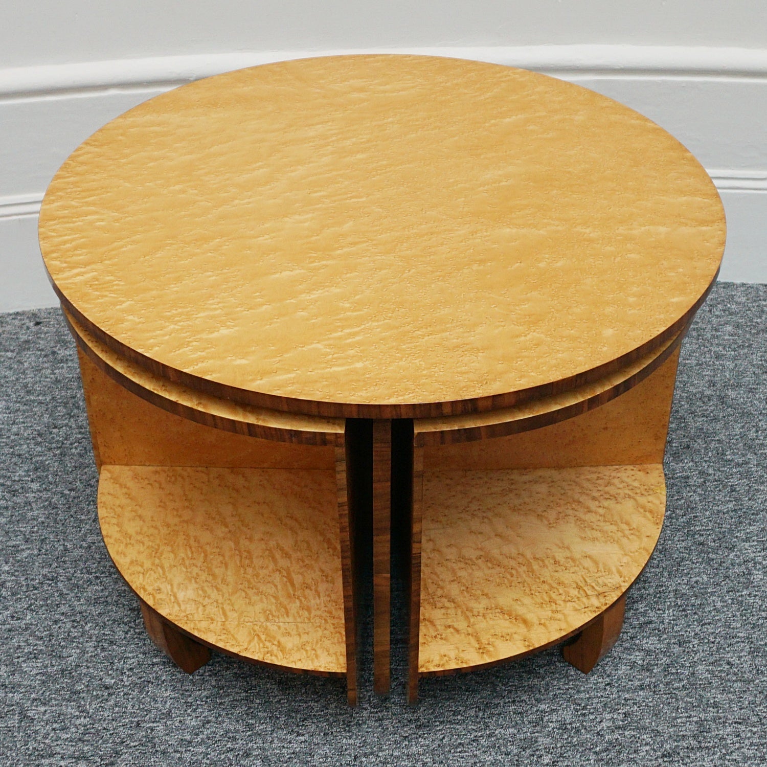Vintage 1930's Art Deco Nest of Tables in Birdseye Maple - Jeroen Markies Art Deco