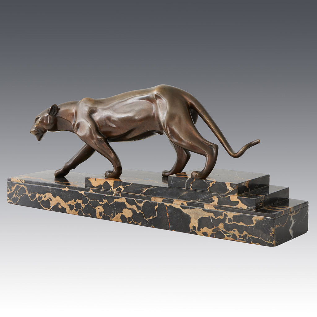An Art Deco Panther by Henri Molins. 1930's sculpture, bronze Animalia. - Jeroen Markies Art Deco