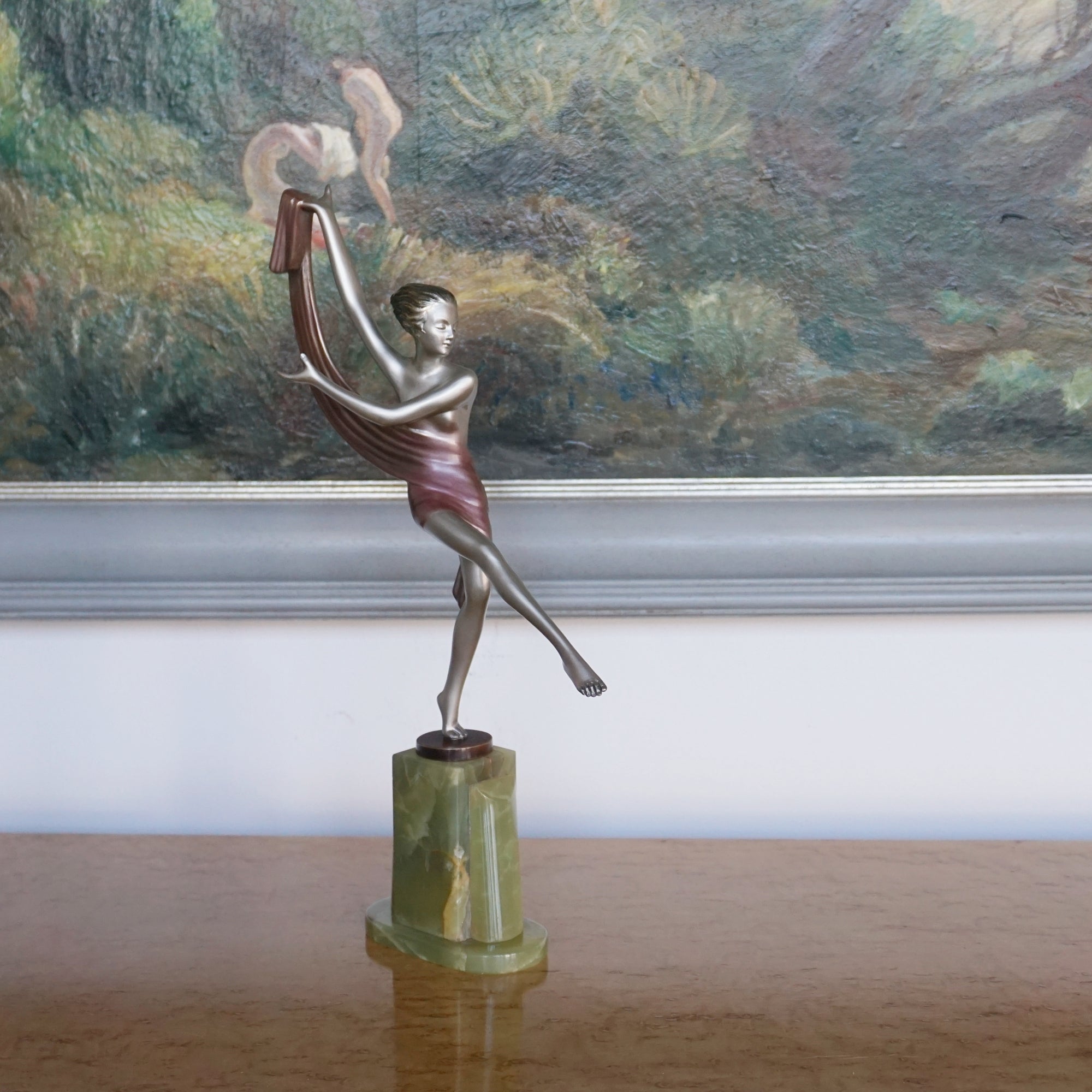 'Scarf Dancer' Josef Lorenzl Cold Painted Bronze Sculpture - Jeroen Markies Art Deco