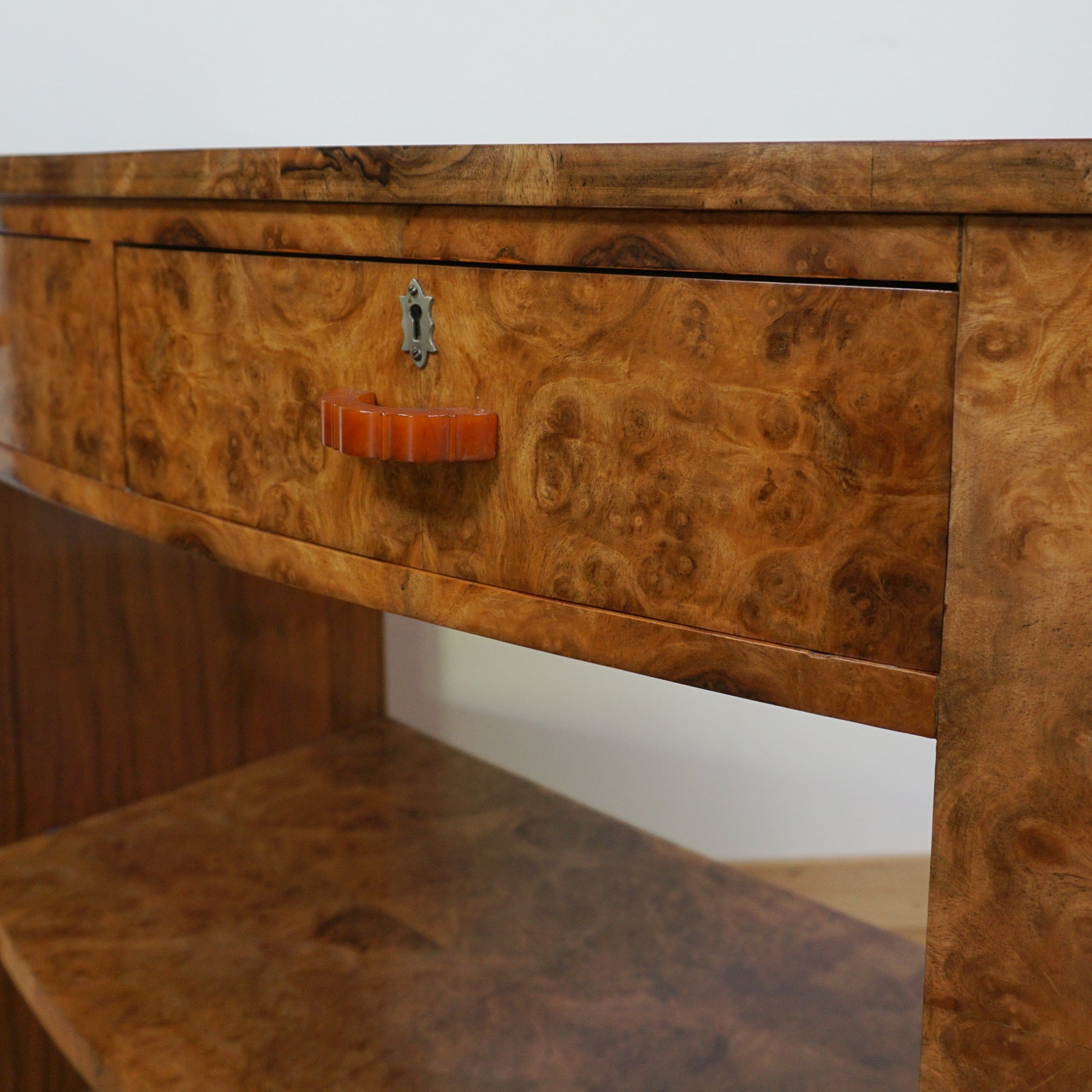 Art Deco Console Table - Burr Walnut Original Art Deco - 20th Century Burr Walnut Furniture - Markies Antiques Ltd