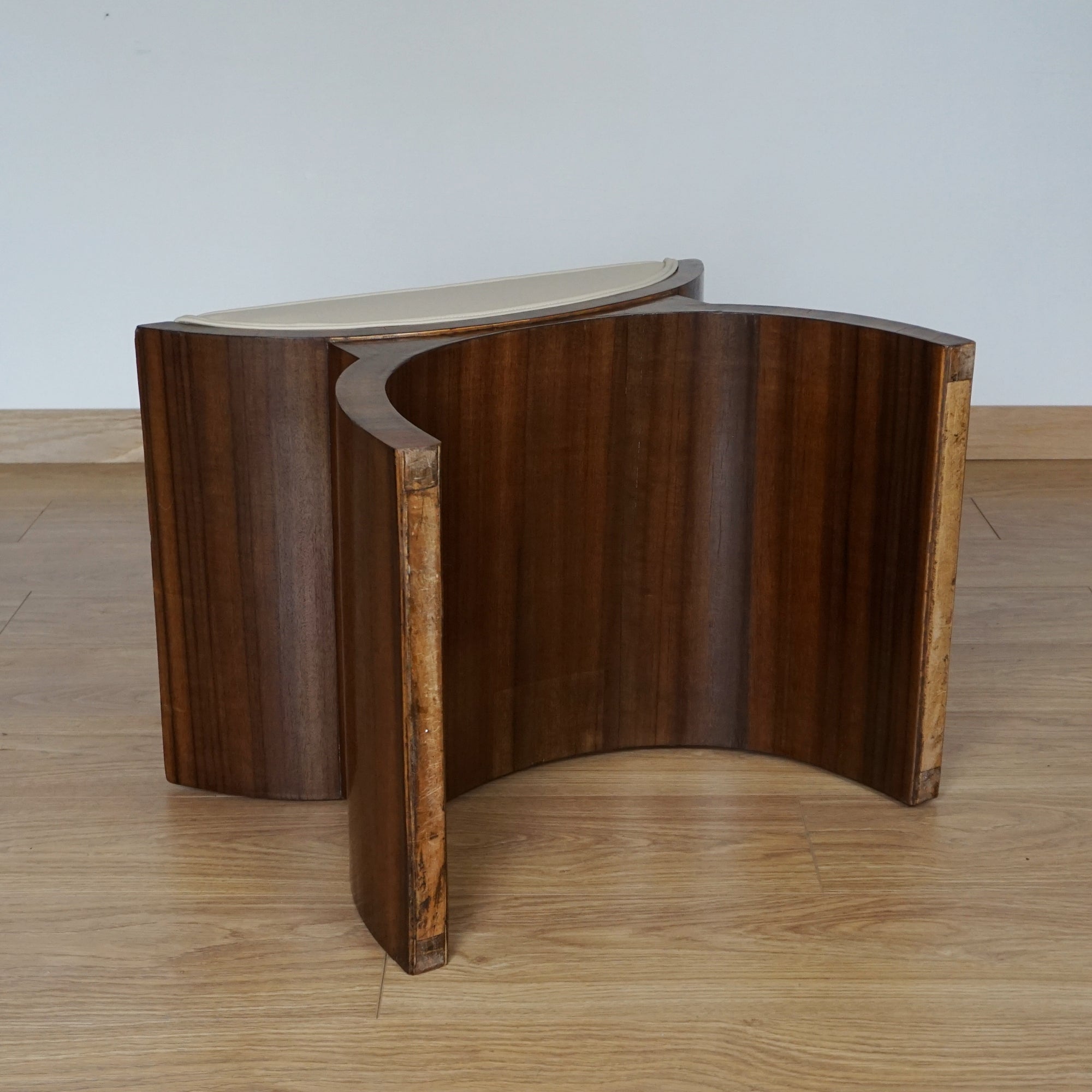 Art Deco X-Framed Stool Walnut and Leather - Jeroen Markies Art Deco