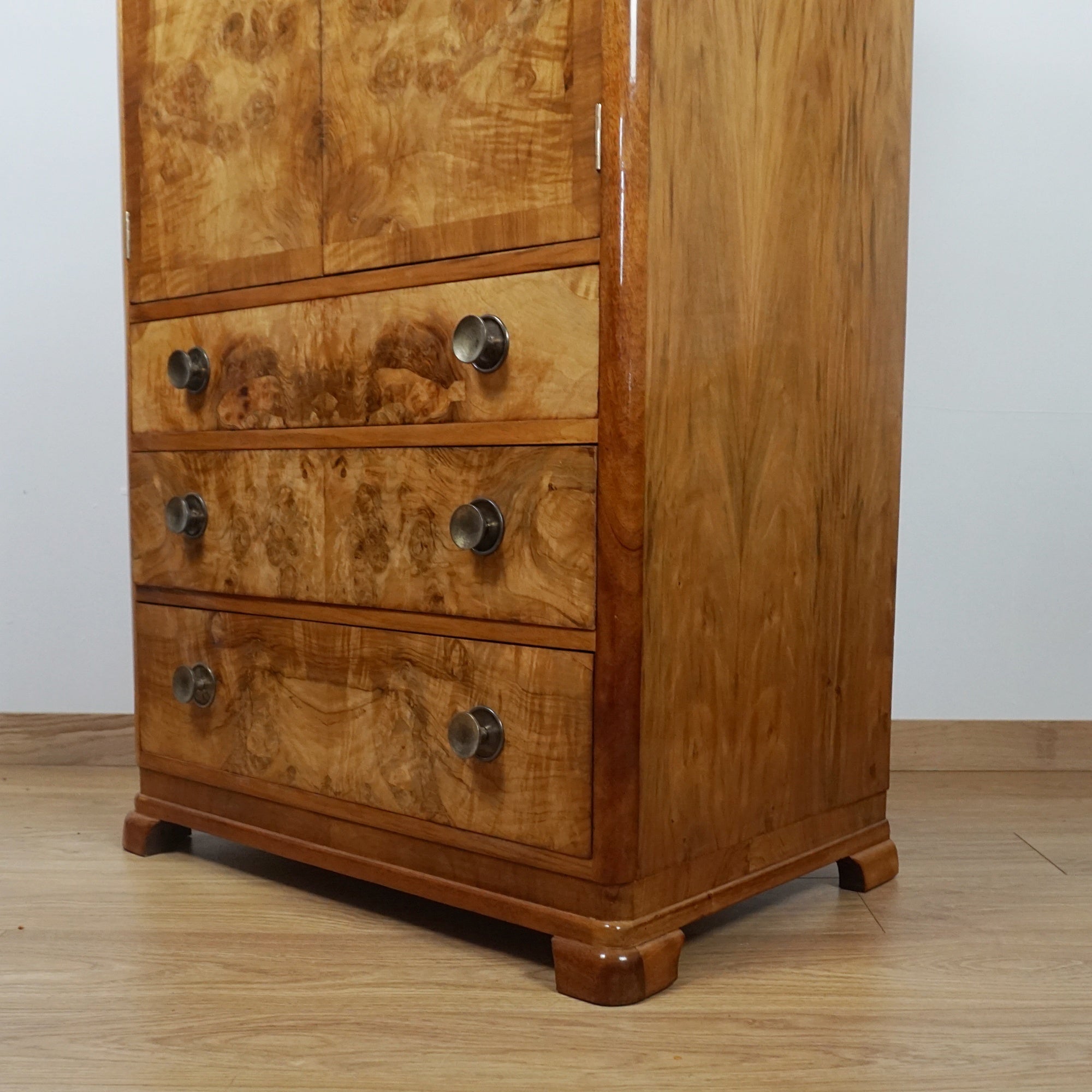 Art Deco Burr Walnut Tall Boy Cabinet - Jeroen Markies Art Deco