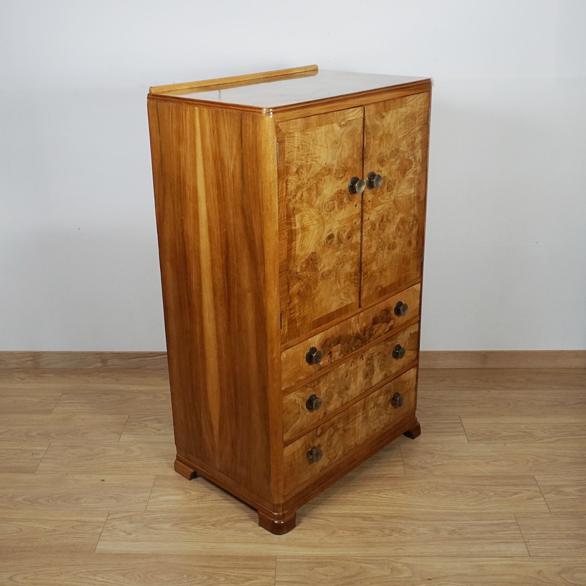 Art Deco Burr Walnut Tall Boy Cabinet - Jeroen Markies Art Deco