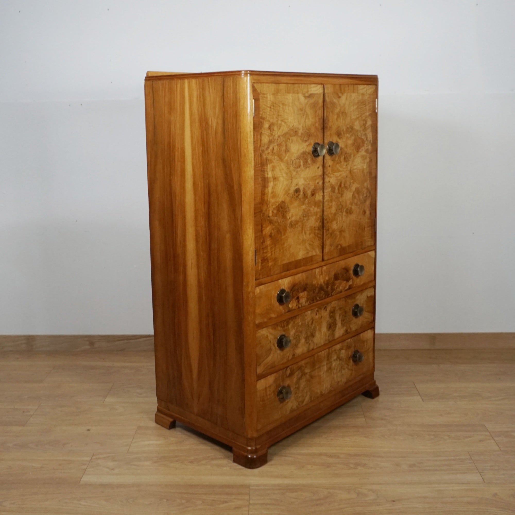 Art Deco Burr Walnut Tall Boy Cabinet - Jeroen Markies Art Deco