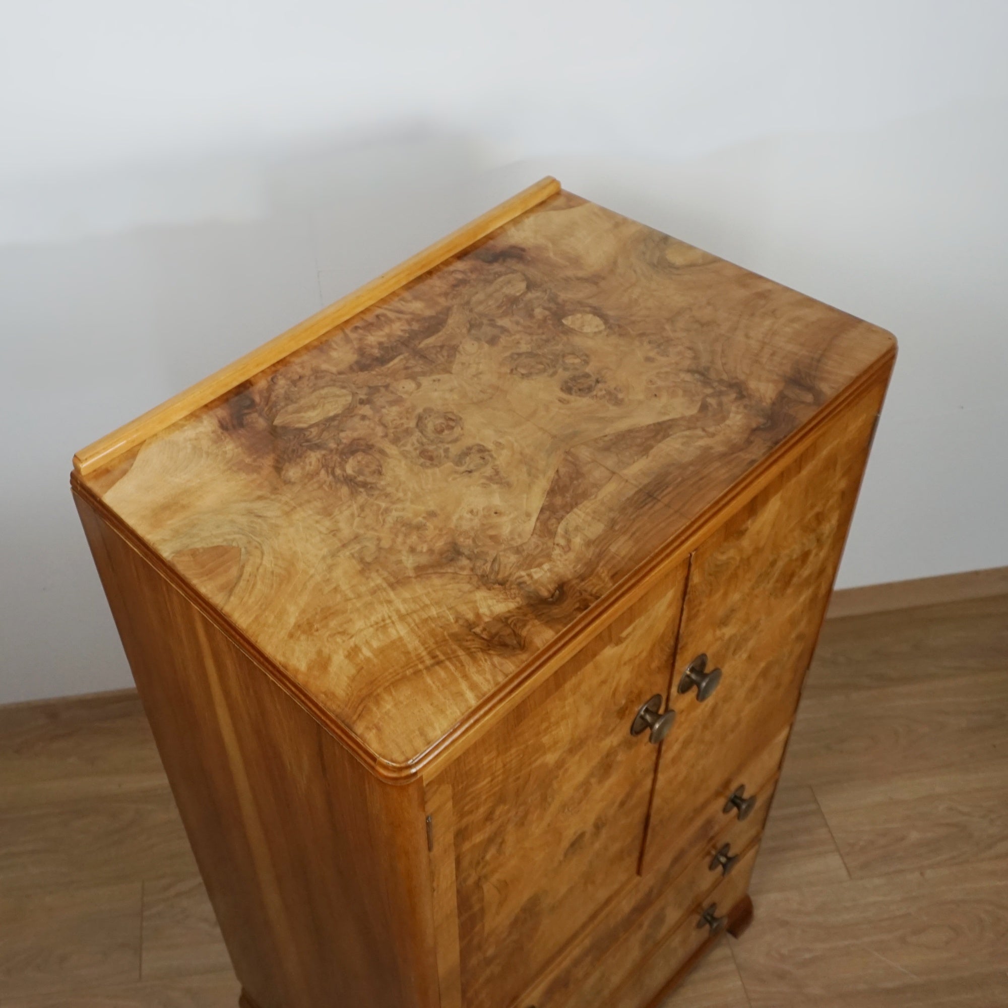 Art Deco Burr Walnut Tall Boy Cabinet - Jeroen Markies Art Deco