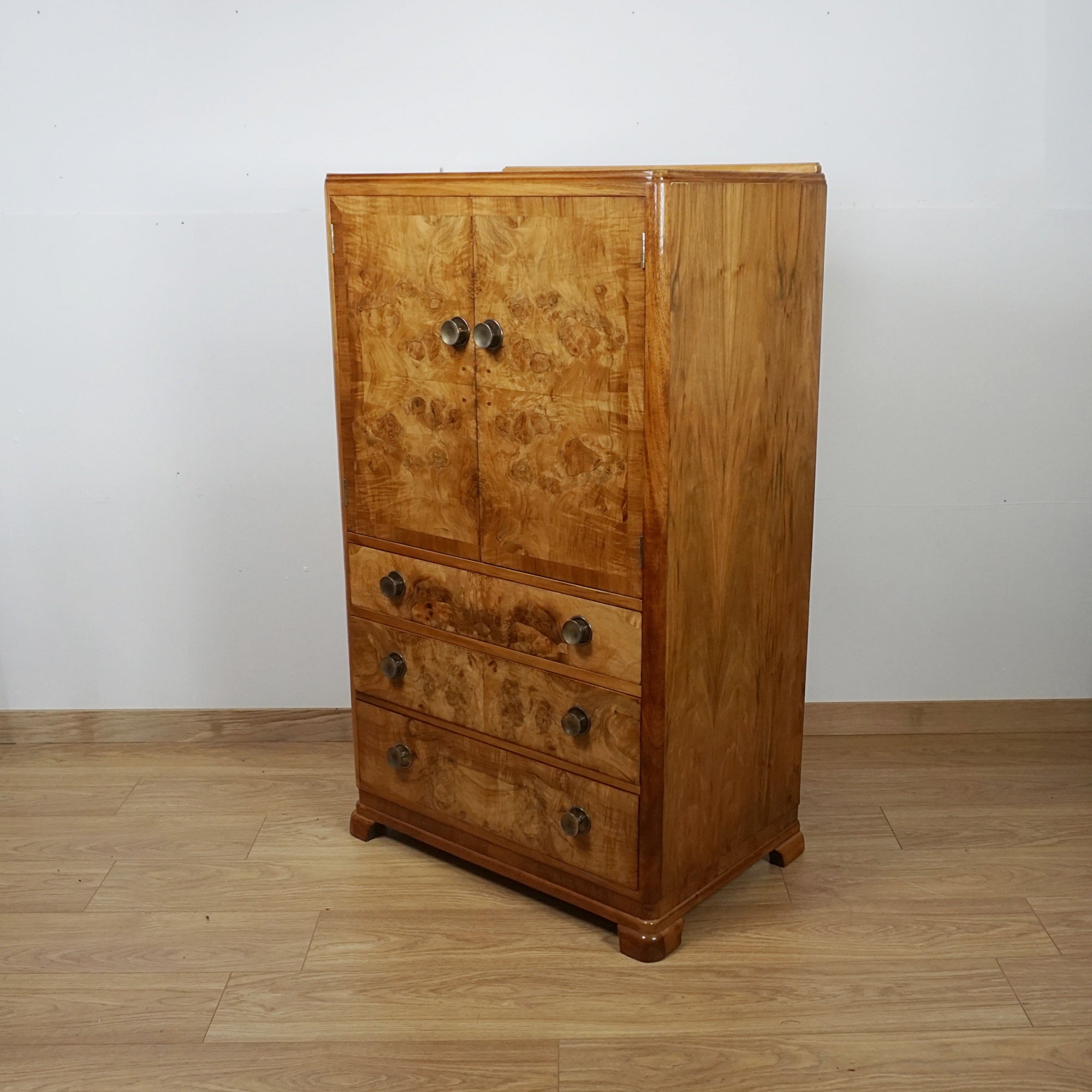 Art Deco Burr Walnut Tall Boy Cabinet - Jeroen Markies Art Deco