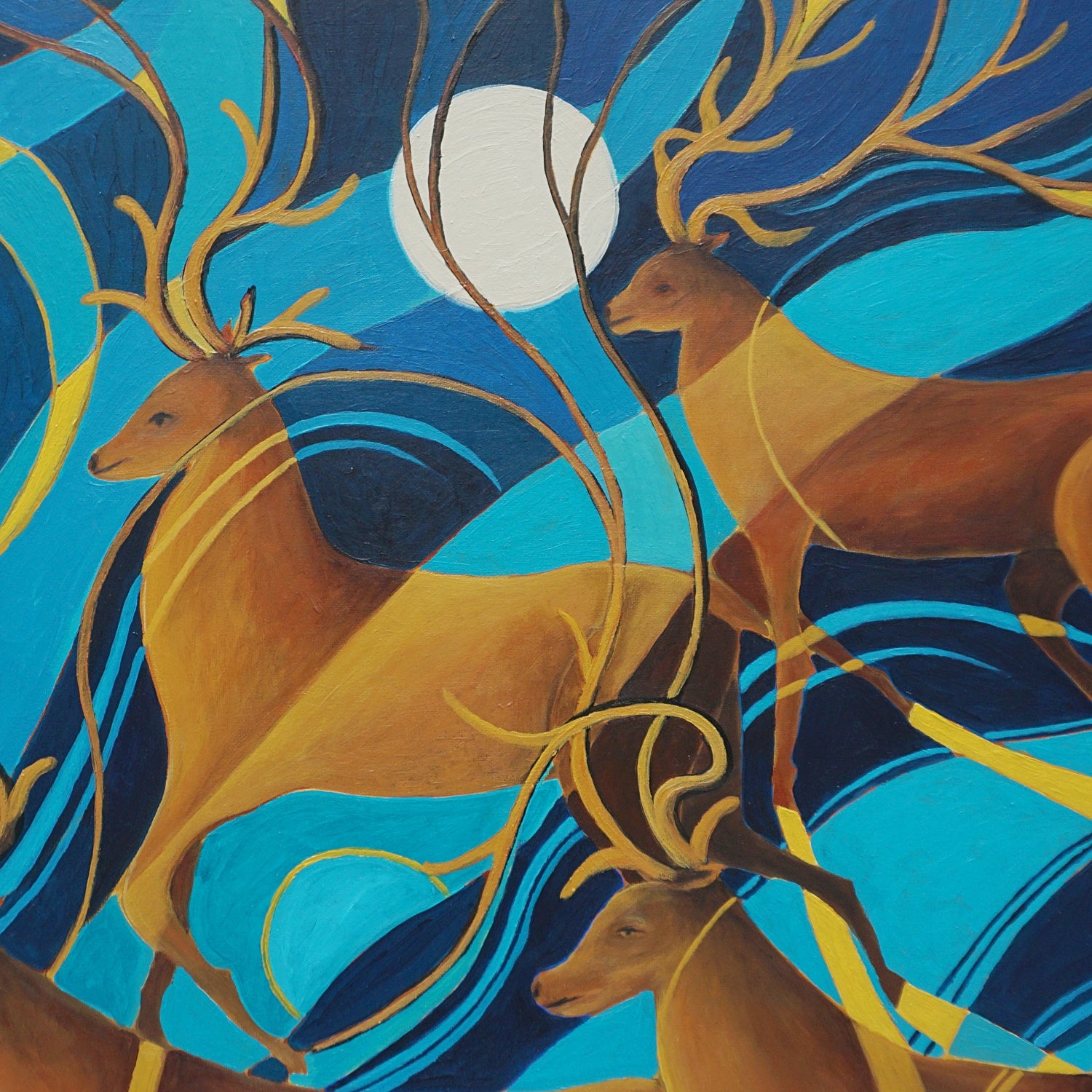 Full Moon With Deer - Jeroen Markies Art Deco