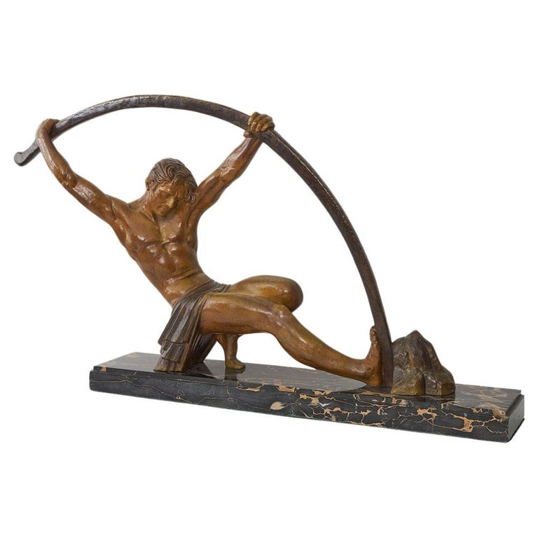 Large Athletic Semi Nude Male Sculpture by Demetre Chiparus - Jeroen Markies Art Deco