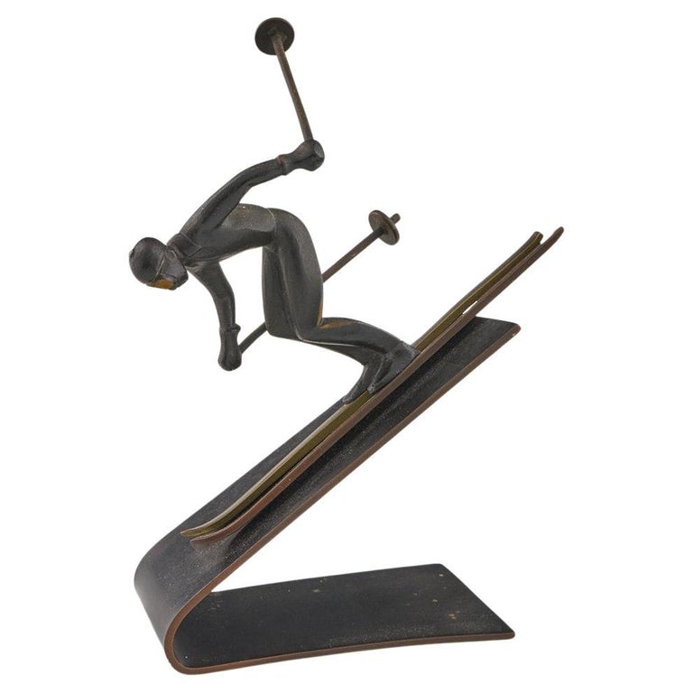Art Deco Bronze Skier Figure by Richard Rohac - Jeroen Markies Art Deco
