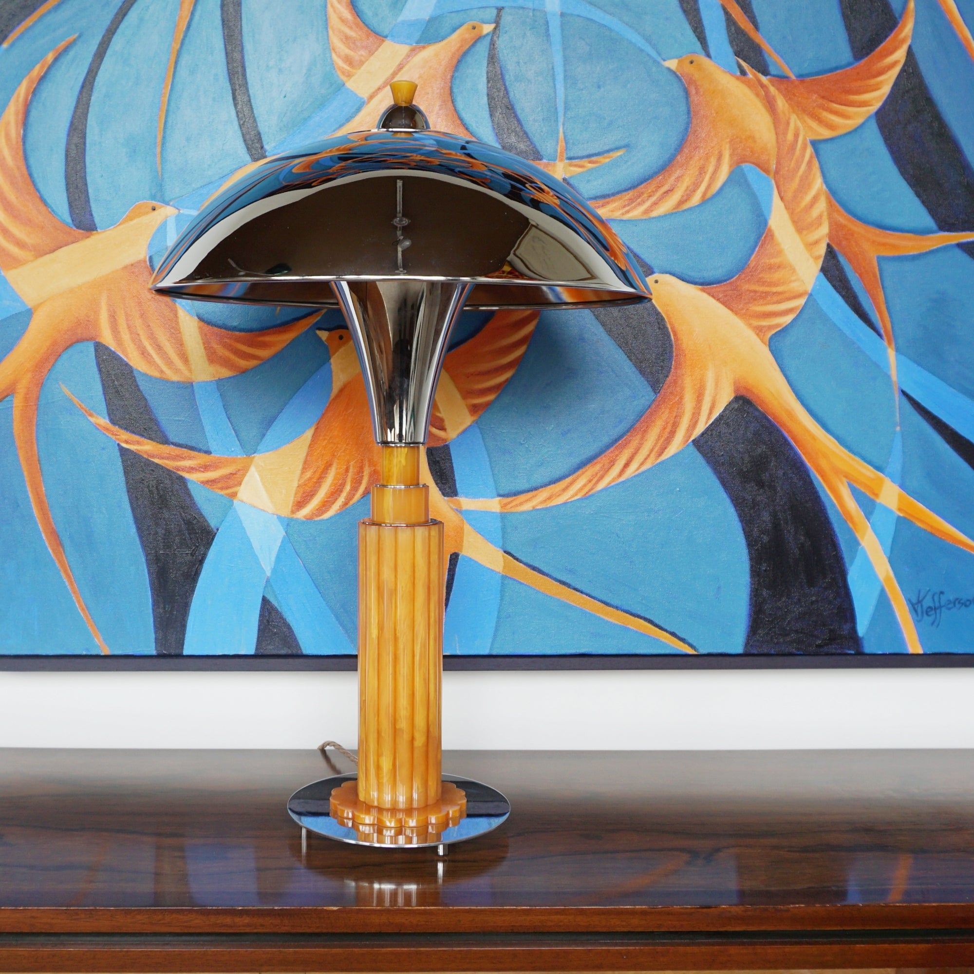 Art Deco Dome Lamps Bakelite and Chrome - Jeroen Markies Art Deco