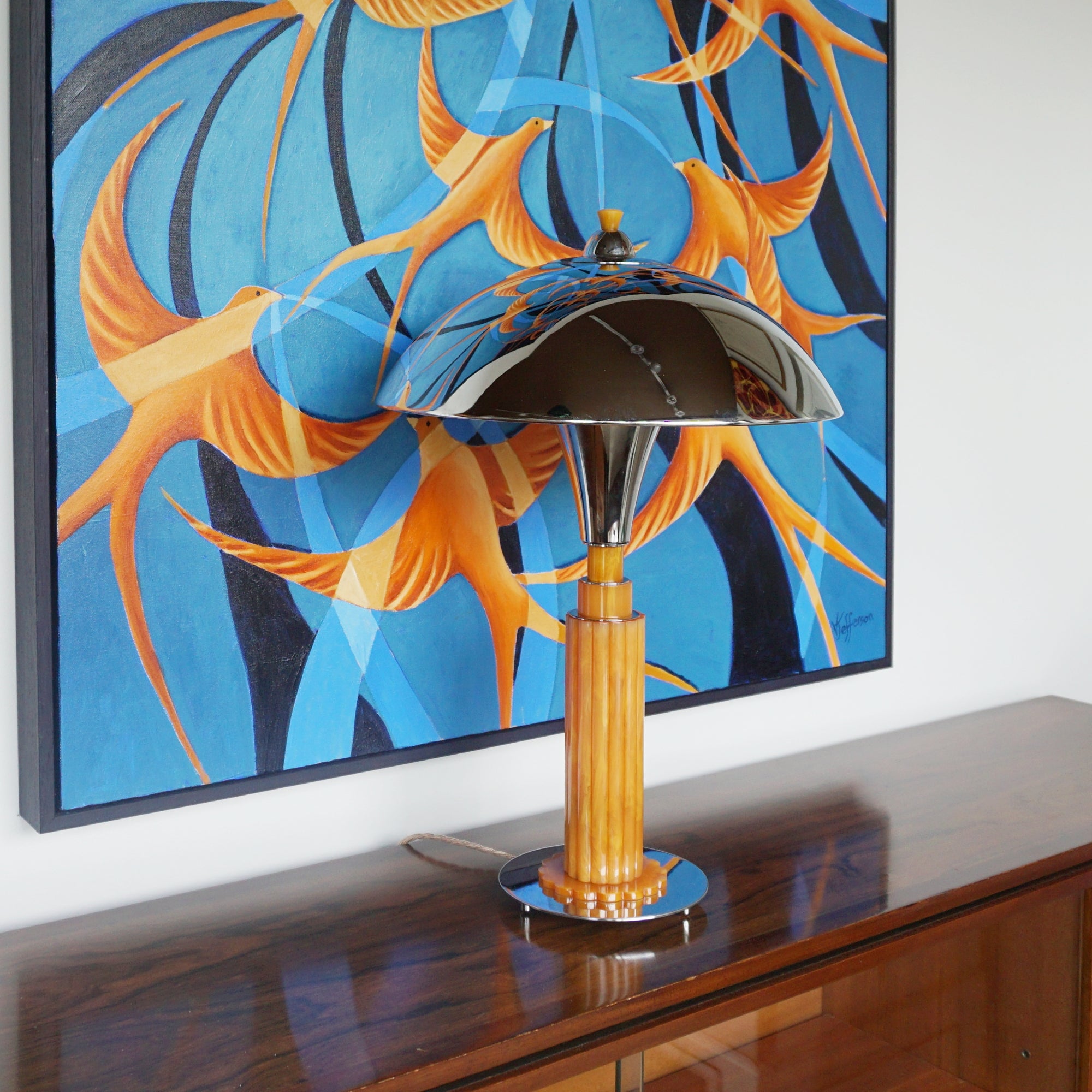 Art Deco Dome Lamps Bakelite and Chrome - Jeroen Markies Art Deco