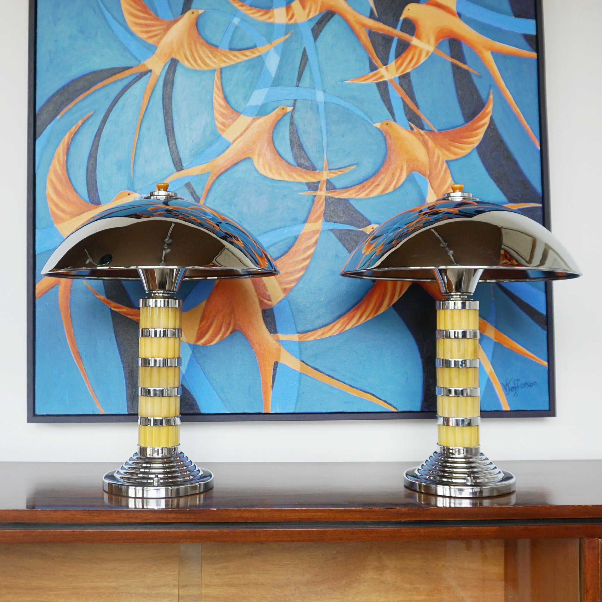 Pair of Art Deco Style Dome Lamps - Jeroen Markies Art Deco