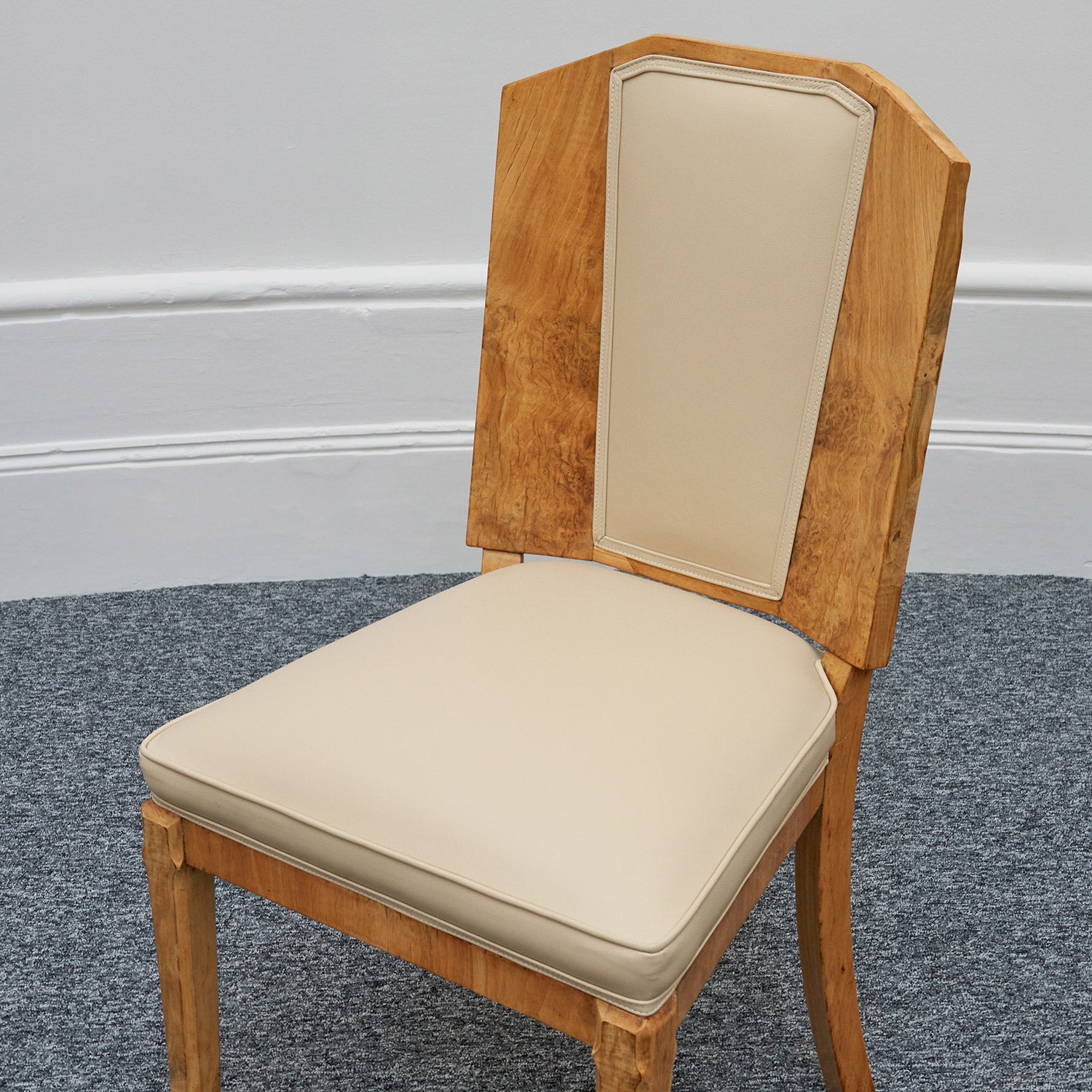 Art Deco Ten Seat Dining Suite by Hille Burr Walnut and Cream Leather - Jeroen Markies Art Deco - Original Dining Suite Art Deco