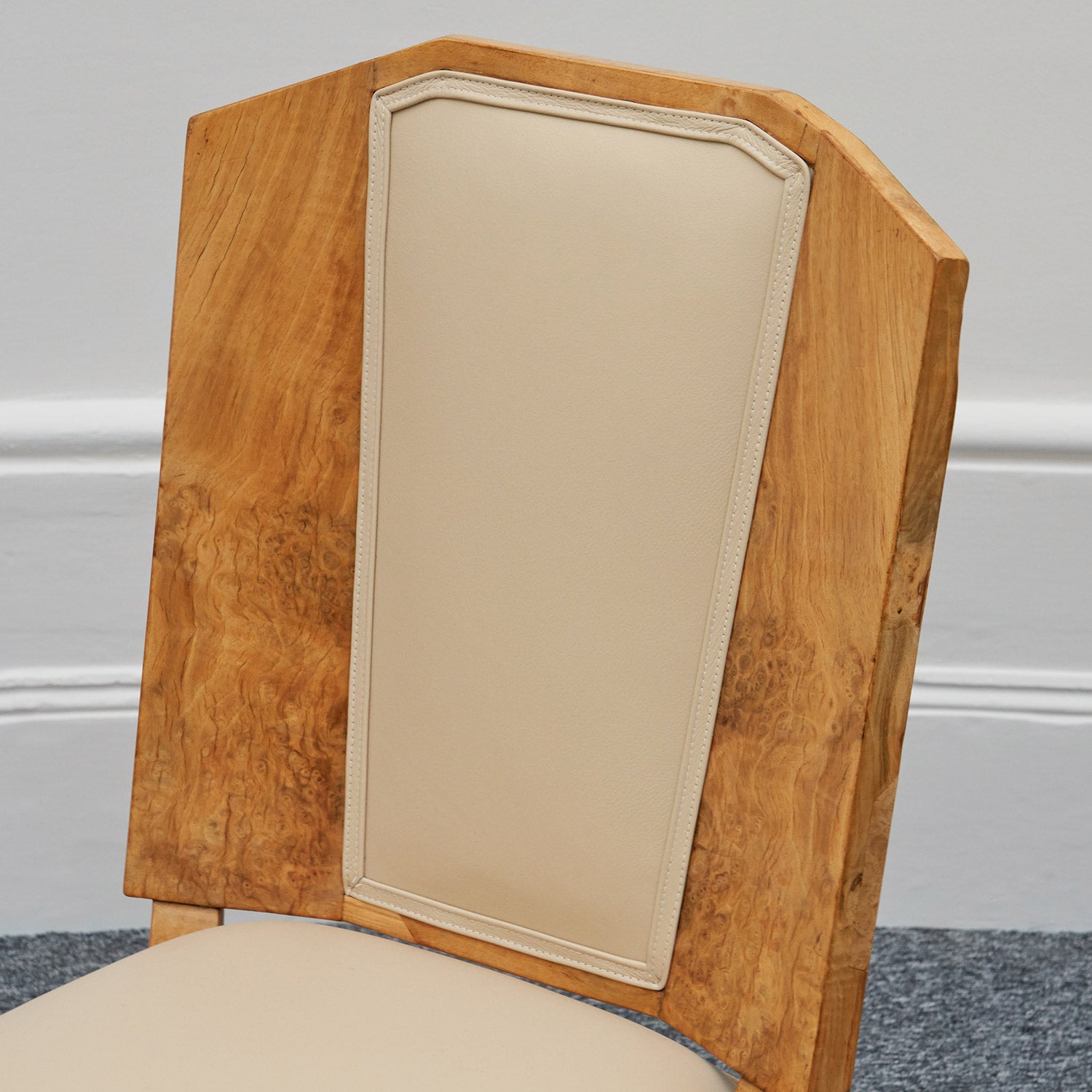 Art Deco Ten Seat Dining Suite by Hille Burr Walnut and Cream Leather - Jeroen Markies Art Deco - Original Dining Suite Art Deco