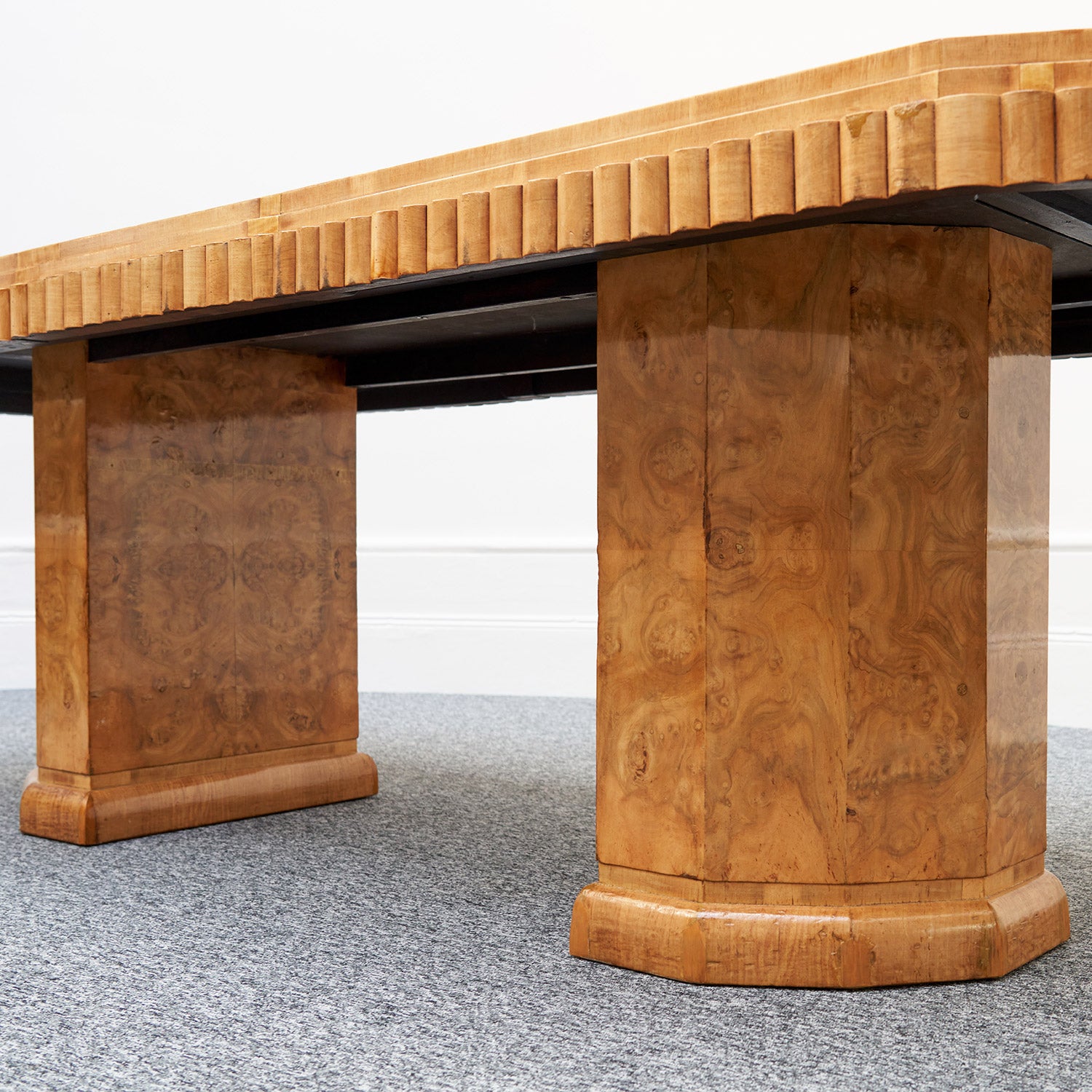 Art Deco Ten Seat Dining Suite by Hille Burr Walnut and Cream Leather - Jeroen Markies Art Deco - Original Dining Suite Art Deco