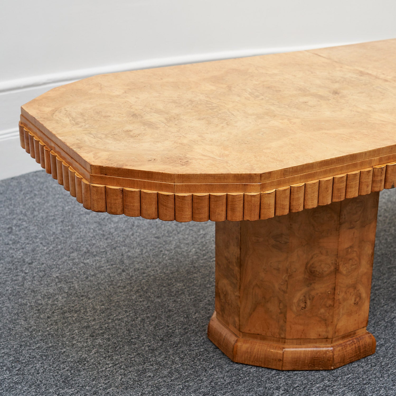 Art Deco Ten Seat Dining Suite by Hille Burr Walnut and Cream Leather - Jeroen Markies Art Deco - Original Dining Suite Art Deco