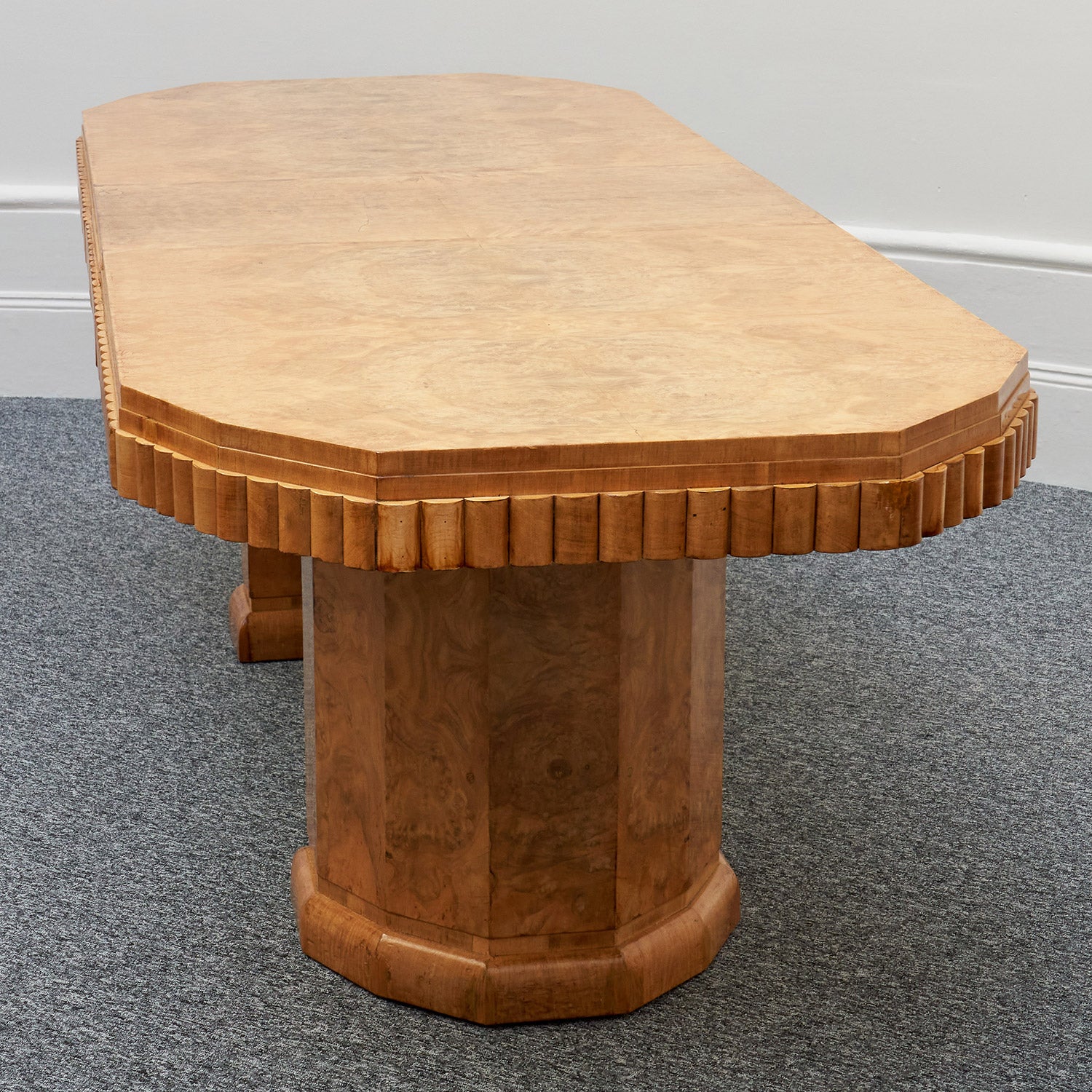 Art Deco Ten Seat Dining Suite by Hille Burr Walnut and Cream Leather - Jeroen Markies Art Deco - Original Dining Suite Art Deco