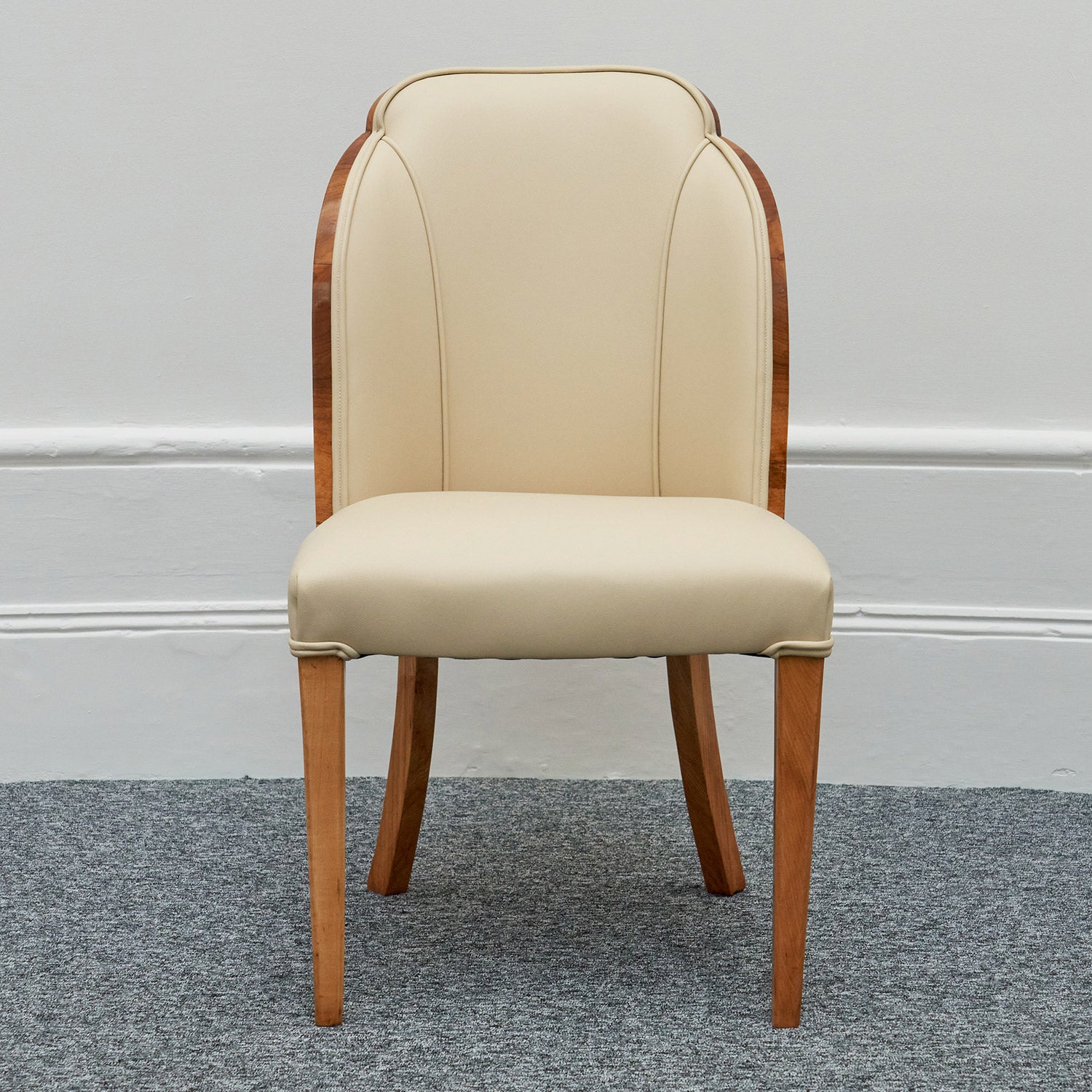Harry & Lou Epstein Art Deco Cloud Chairs Burr Walnut , Re-upholstered in cream leather - Jeroen Markies Art Deco