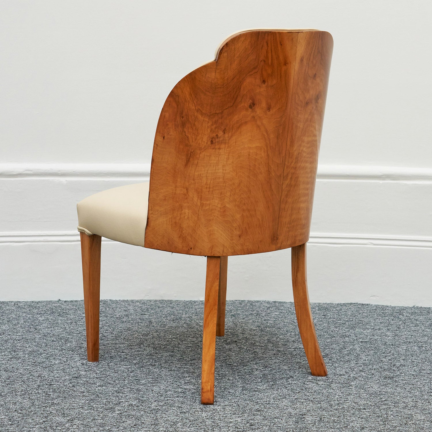 Harry & Lou Epstein Art Deco Cloud Chairs Burr Walnut , Re-upholstered in cream leather - Jeroen Markies Art Deco