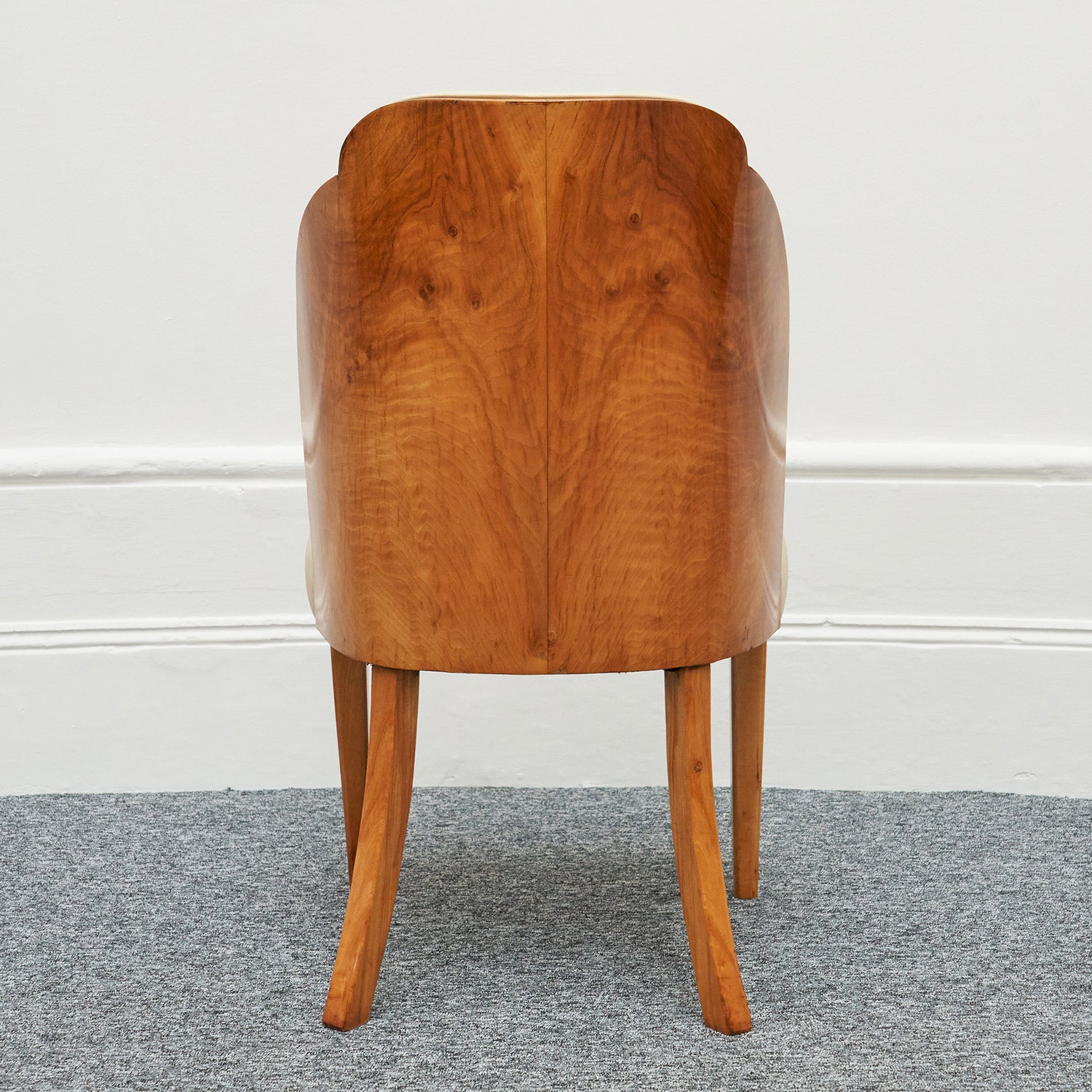 Harry & Lou Epstein Art Deco Cloud Chairs Burr Walnut , Re-upholstered in cream leather - Jeroen Markies Art Deco