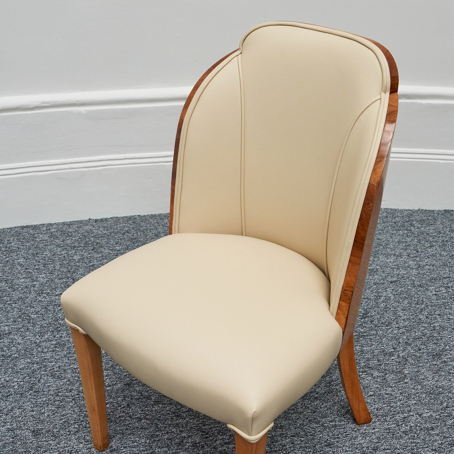 Harry & Lou Epstein Art Deco Cloud Chairs Burr Walnut , Re-upholstered in cream leather - Jeroen Markies Art Deco