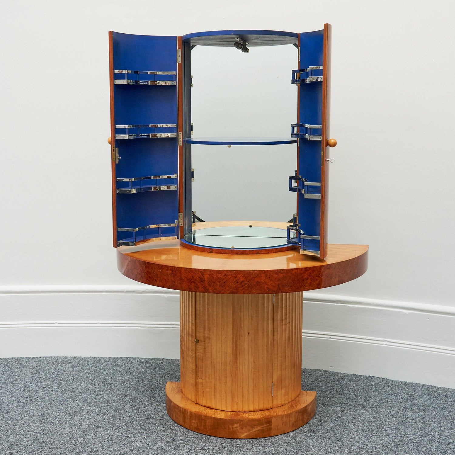 Art Deco Cocktail Bar Cabinet by Maurice Adams English 1930's Burr Walnut Satin Birch - Jeroen Markies Art Deco