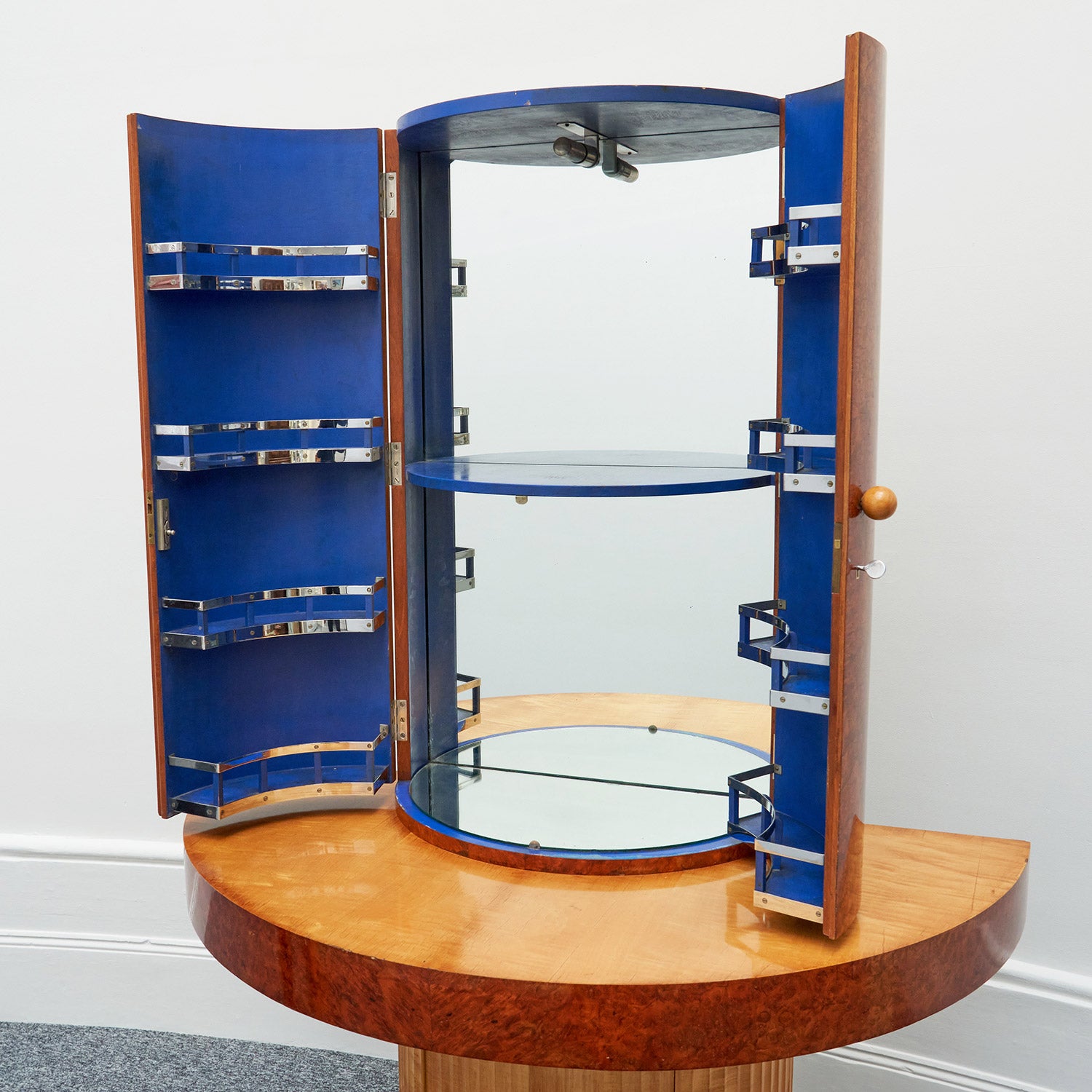 Art Deco Cocktail Bar Cabinet by Maurice Adams English 1930's Burr Walnut Satin Birch - Jeroen Markies Art Deco