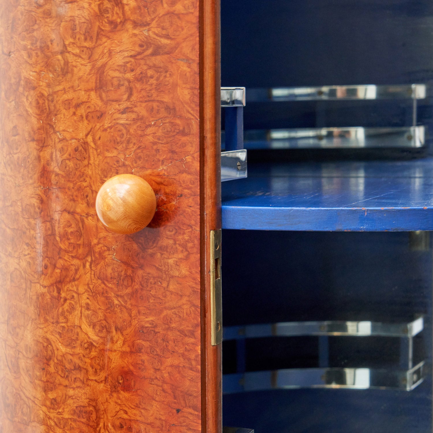 Art Deco Cocktail Bar Cabinet by Maurice Adams English 1930's Burr Walnut Satin Birch - Jeroen Markies Art Deco