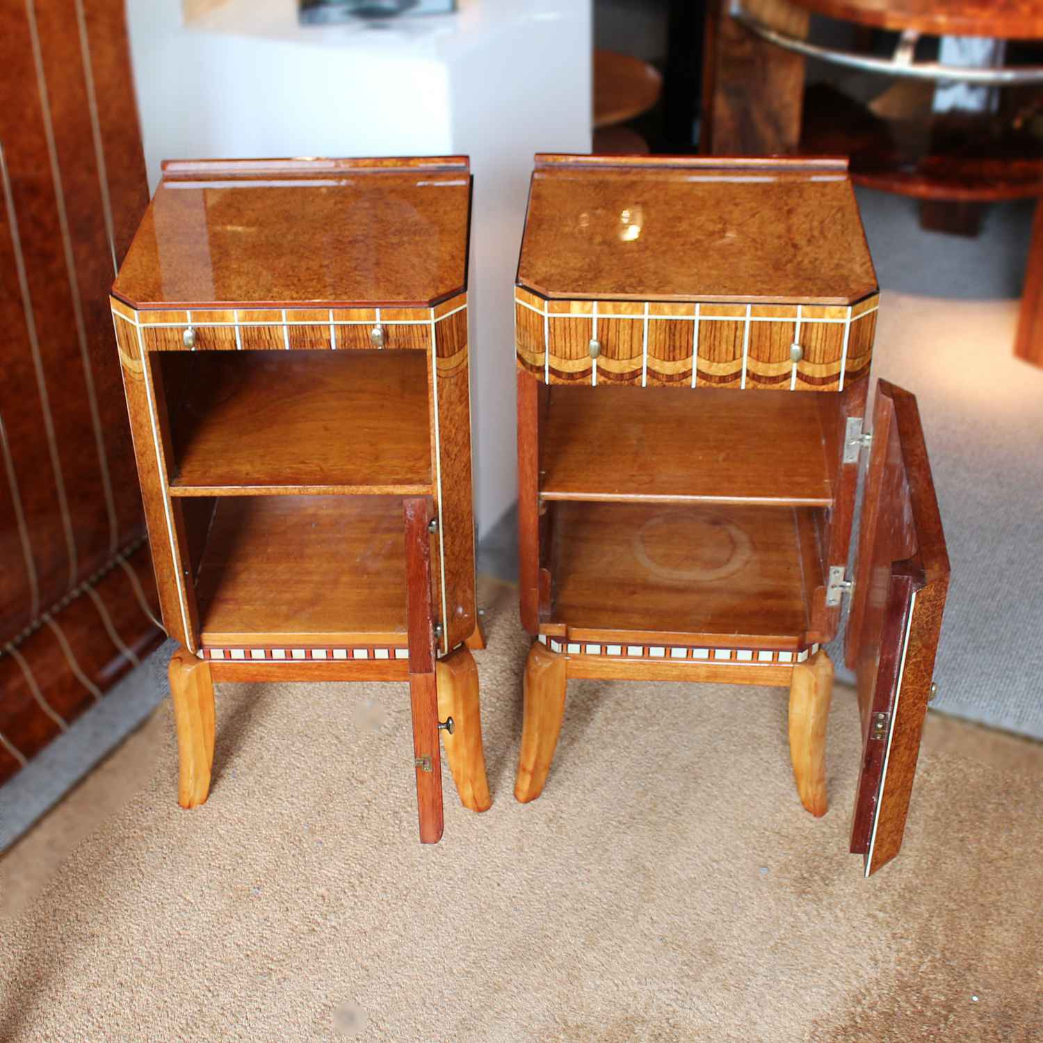 Art Deco bedside cabinets by Maple & Co