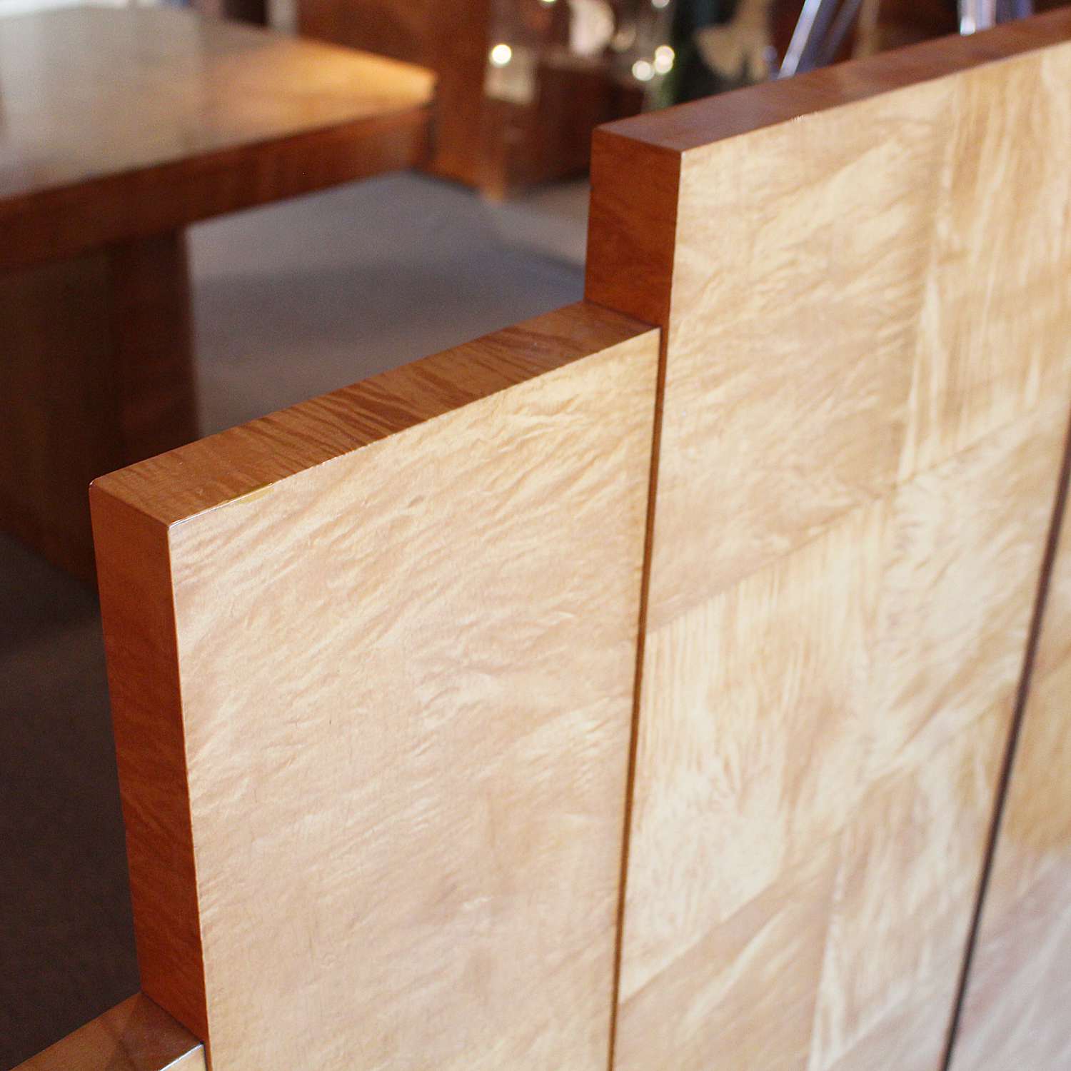 Art Deco bed head for king size bed with integral cabinets at Jeroen Markies