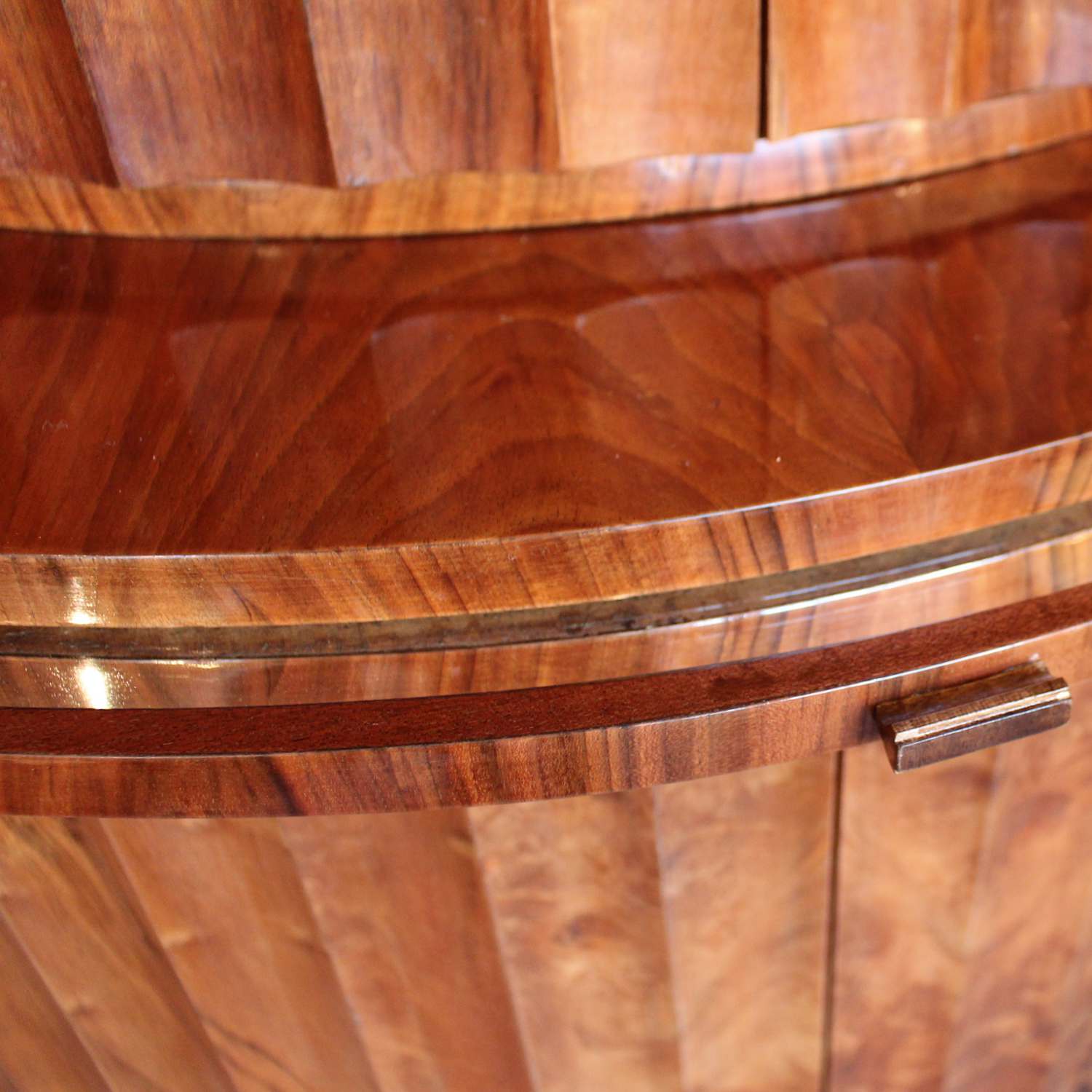 Art Deco demi-lune cocktail cabinet in walnut circa 1930