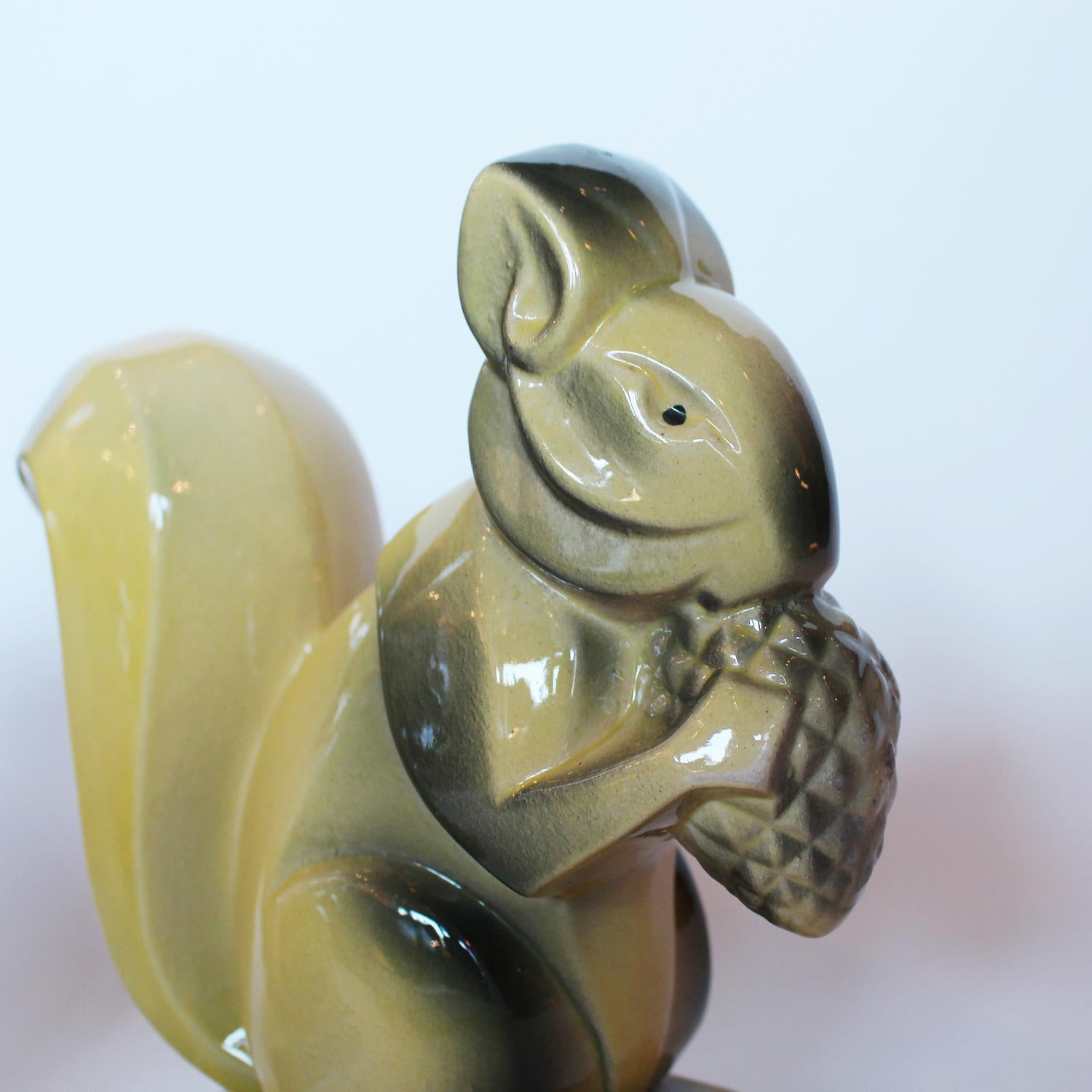 Art Deco ceramic squirrel bookends
