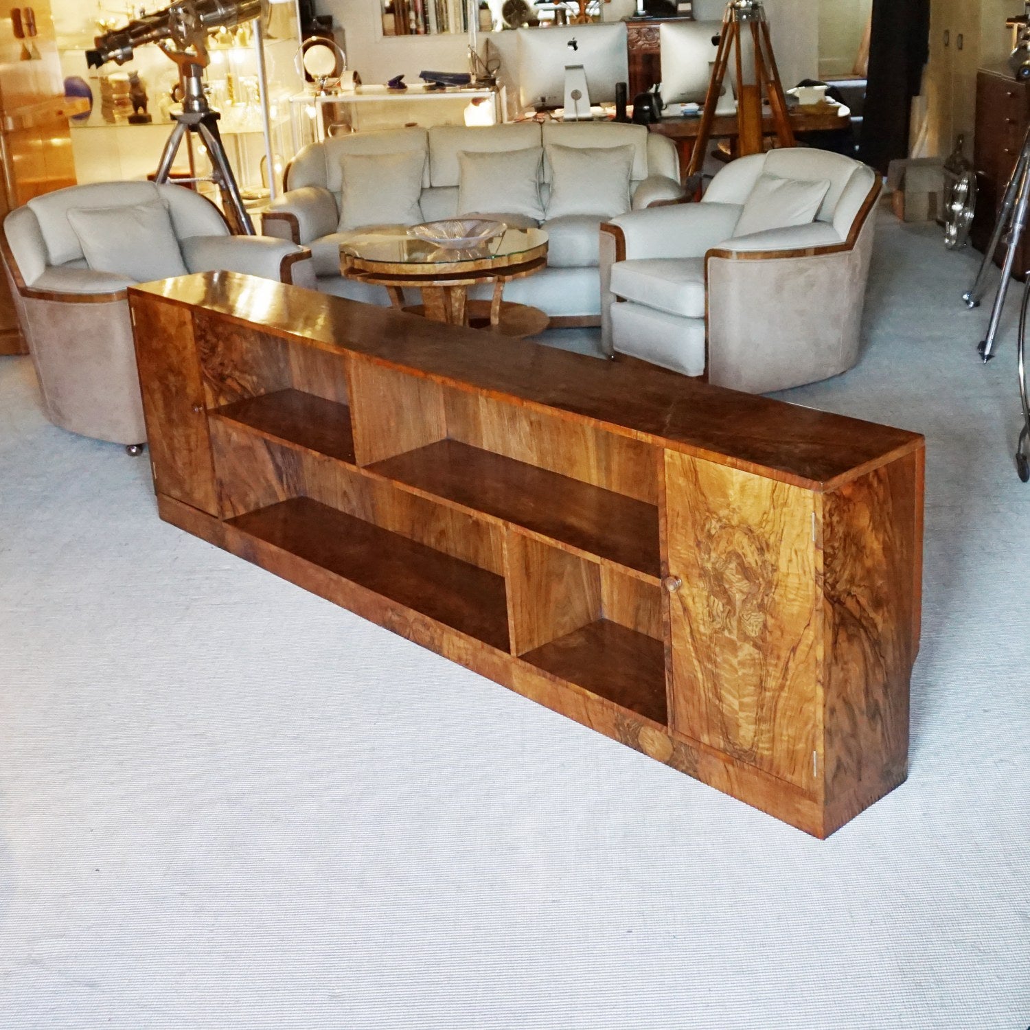 Art Deco Burr Walnut Veneered Bookcase English, Circa 1930 Jeroen Markies Art Deco