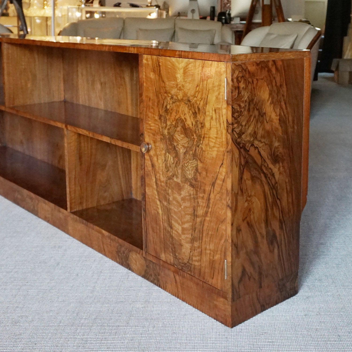 Art Deco Burr Walnut Veneered Bookcase English, Circa 1930 Jeroen Markies Art Deco