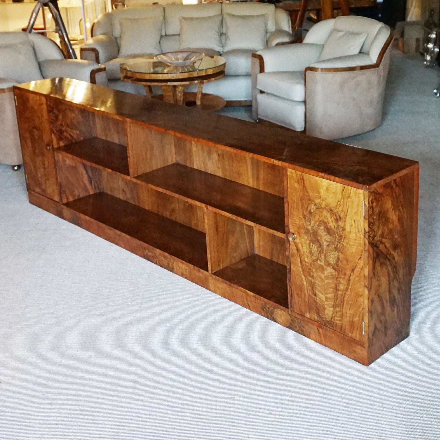 Art Deco Burr Walnut Veneered Bookcase English, Circa 1930 Jeroen Markies Art Deco